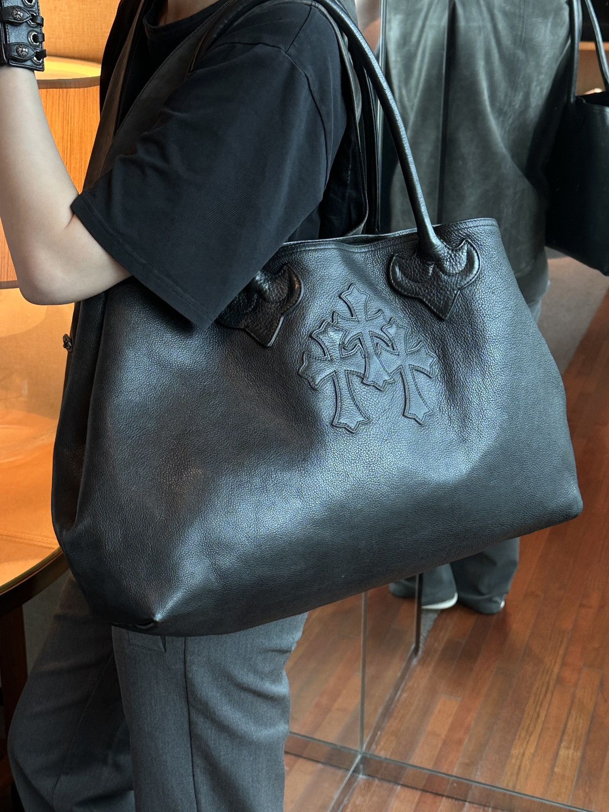 Chrome Hearts Cemetery Cross Patch Double Snap Tote Bag Size ONE SIZE - 1 Thumbnail