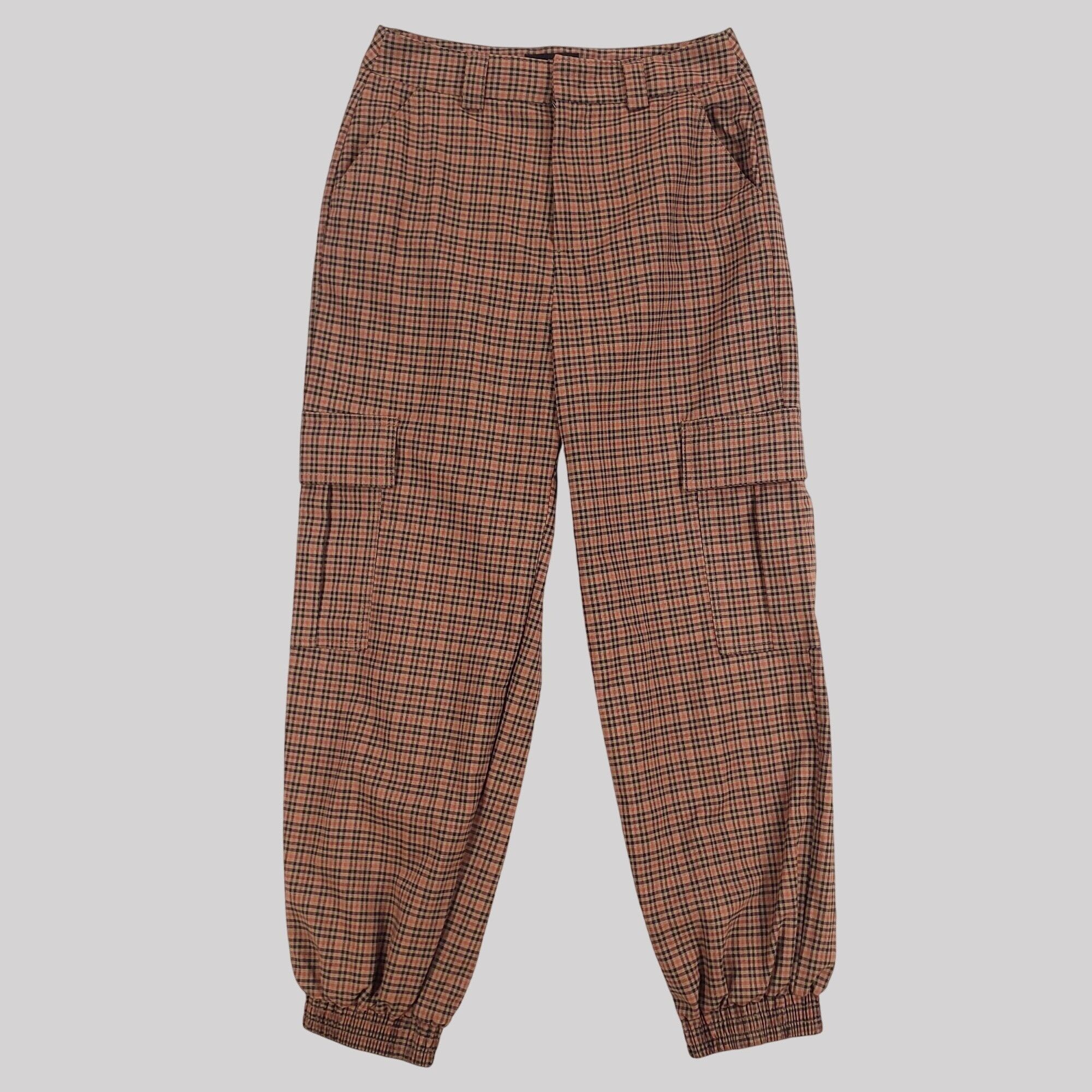 Urban Outfitters Urban Outfitters Brown/Tan Checkered Plaid Cargo Jogger Pant Size 28" / US 6 / IT 42 - 2 Thumbnail