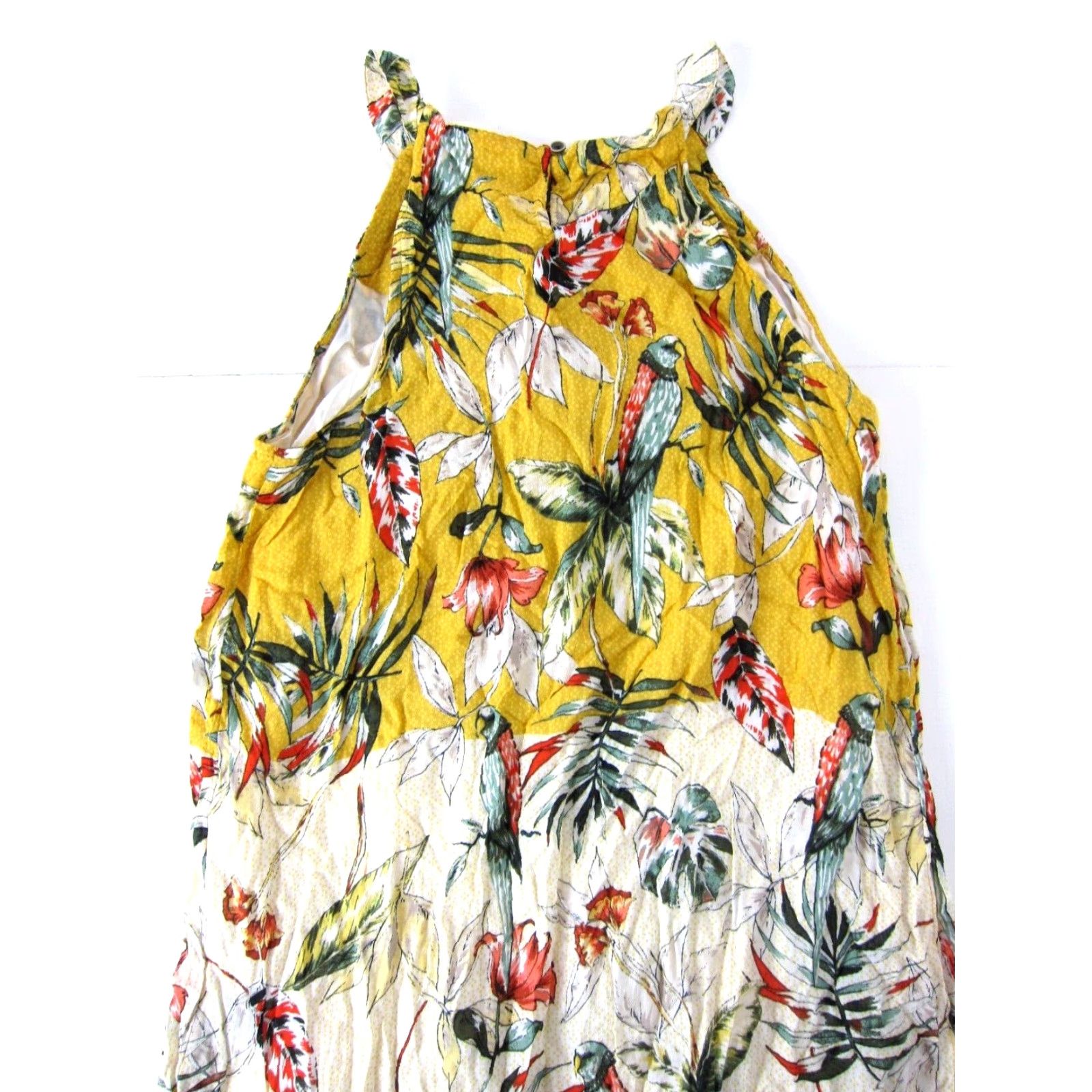 Vintage NWT Style & Co Rayon Yellow Pink Floral Bird Paradise Long Maxi Tank Sun Dress L Size L / US 10 / IT 46 - 5 Thumbnail