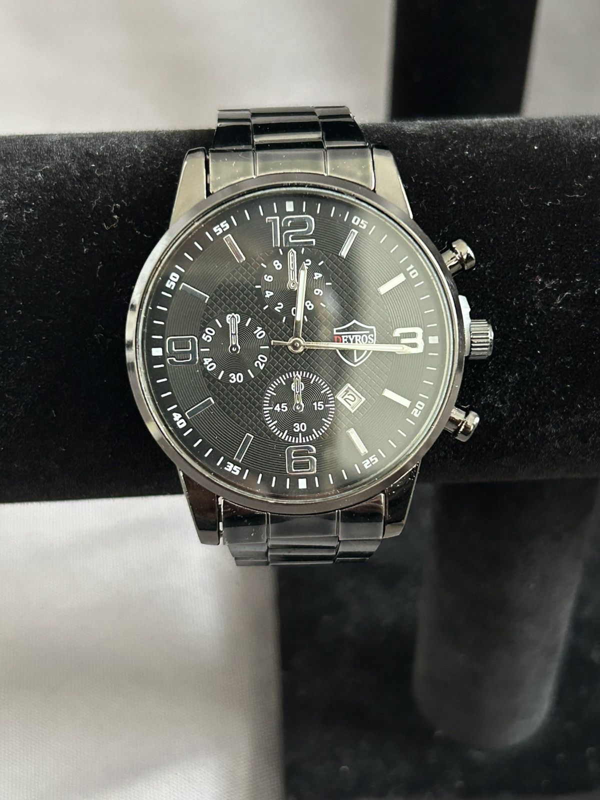 Men's Black Evros Chronograph Watch (Size 26)