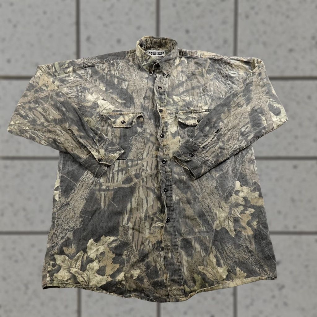 Jerzees VINTAGE Jerzees Shirt Mens M Camouflage Mossy Oak Brown Green Camo Button Up Hunting Outdoors Size US M / EU 48-50 / 2 - 1 Thumbnail
