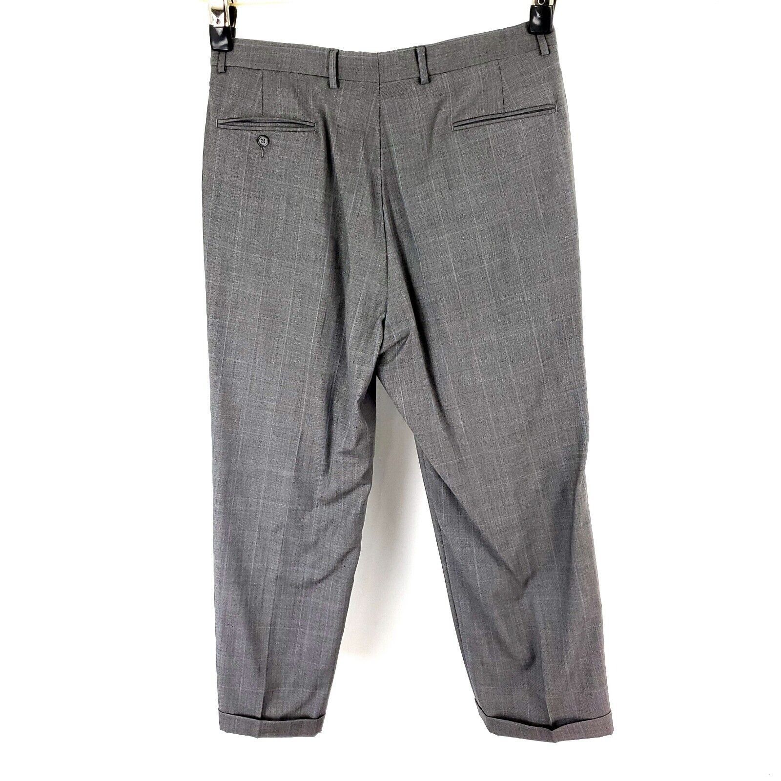 Stafford Stafford Wool Dress Pants 35/28 Gray Sharkskin W/ Blue Windo Size 34R - 3 Thumbnail