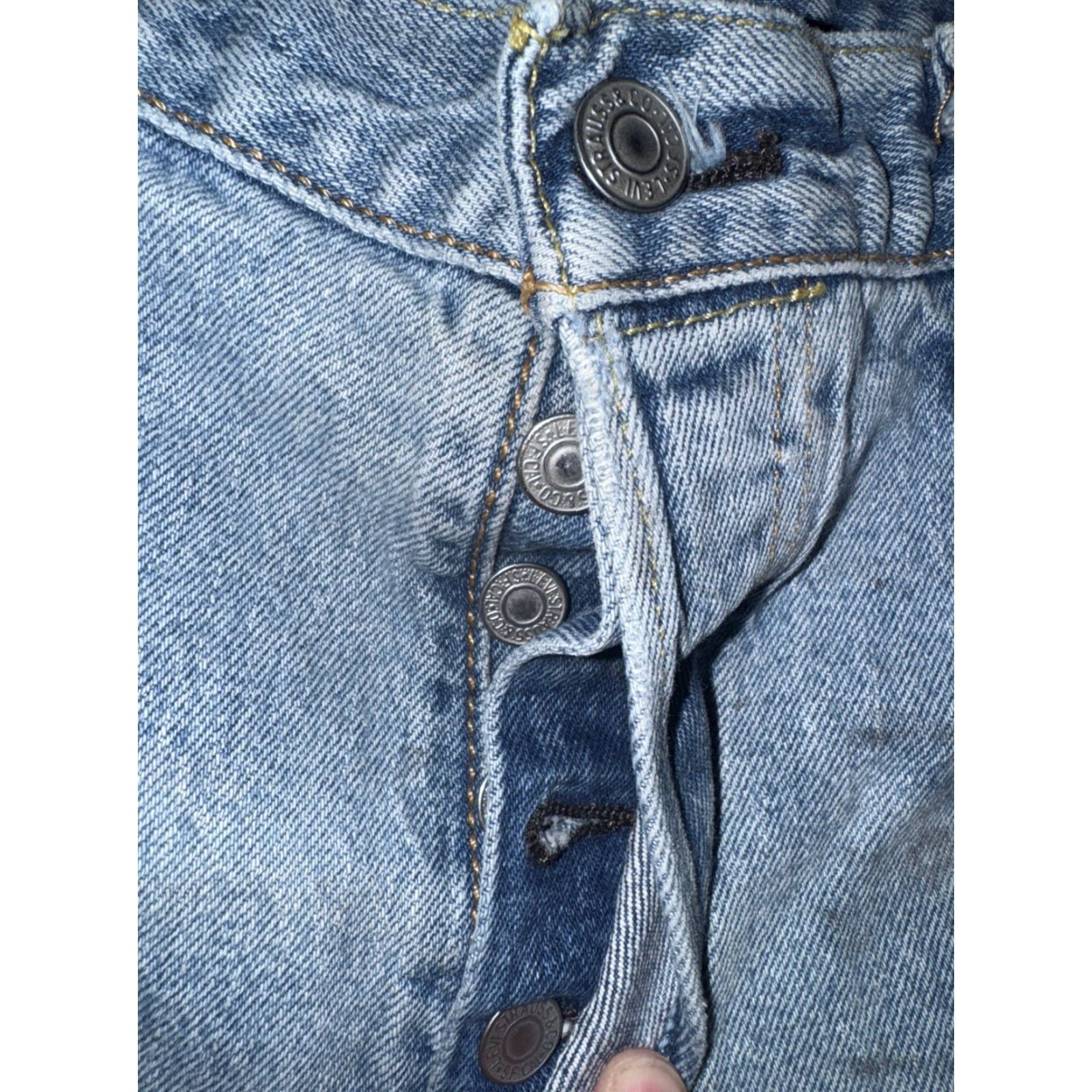 Levi's VINTAGE Levi’s 501 Button Fly Jeans Men 33x31 Stone Washed Blue Denim Straight Leg Distressed USA 501 Mens Size US 33 - 7 Thumbnail