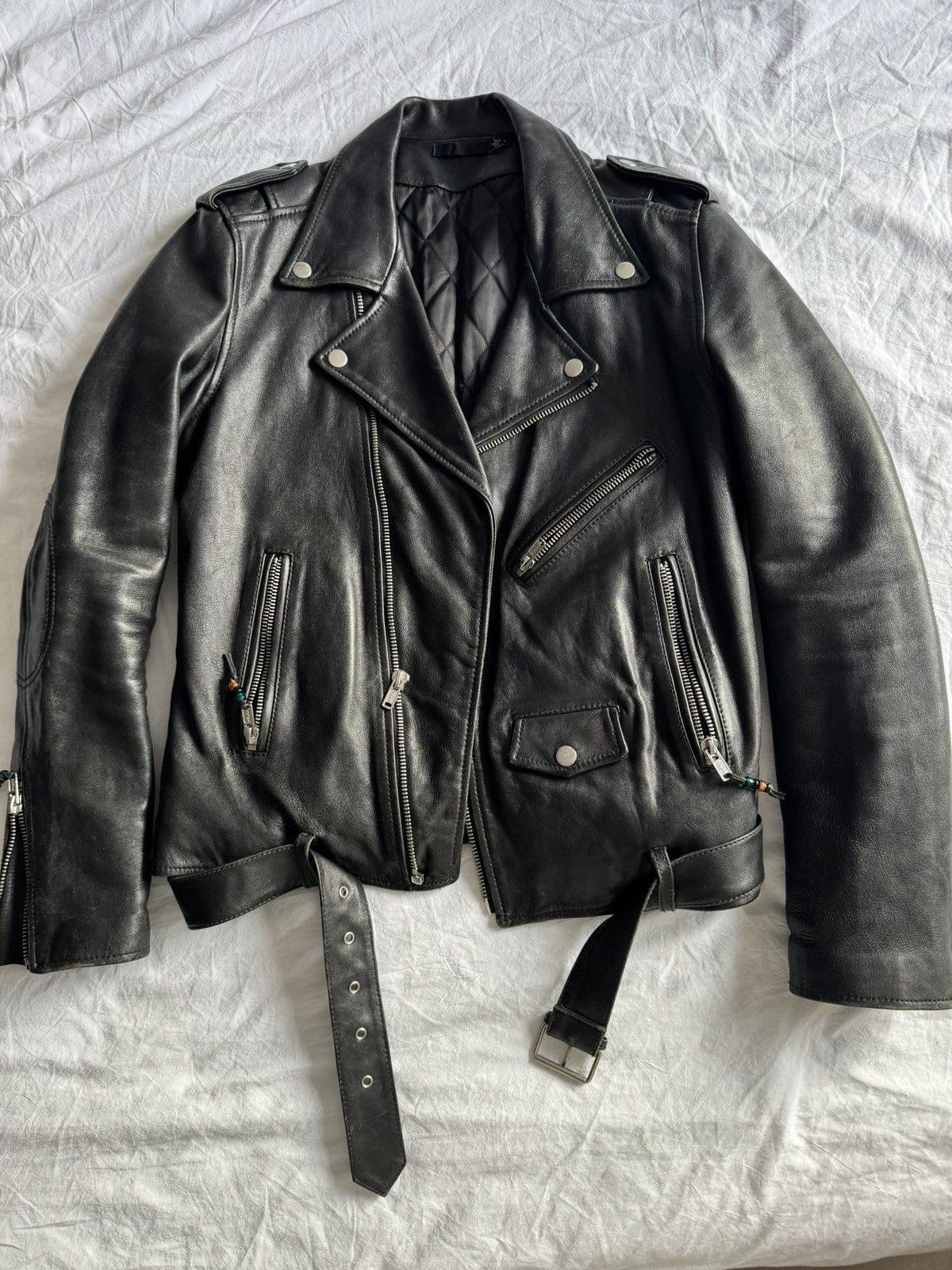 Blk Dnm Classic Blk Denim Biker Leather Motorcycle Jacket L Size US L / EU 52-54 / 3 - 1 Thumbnail