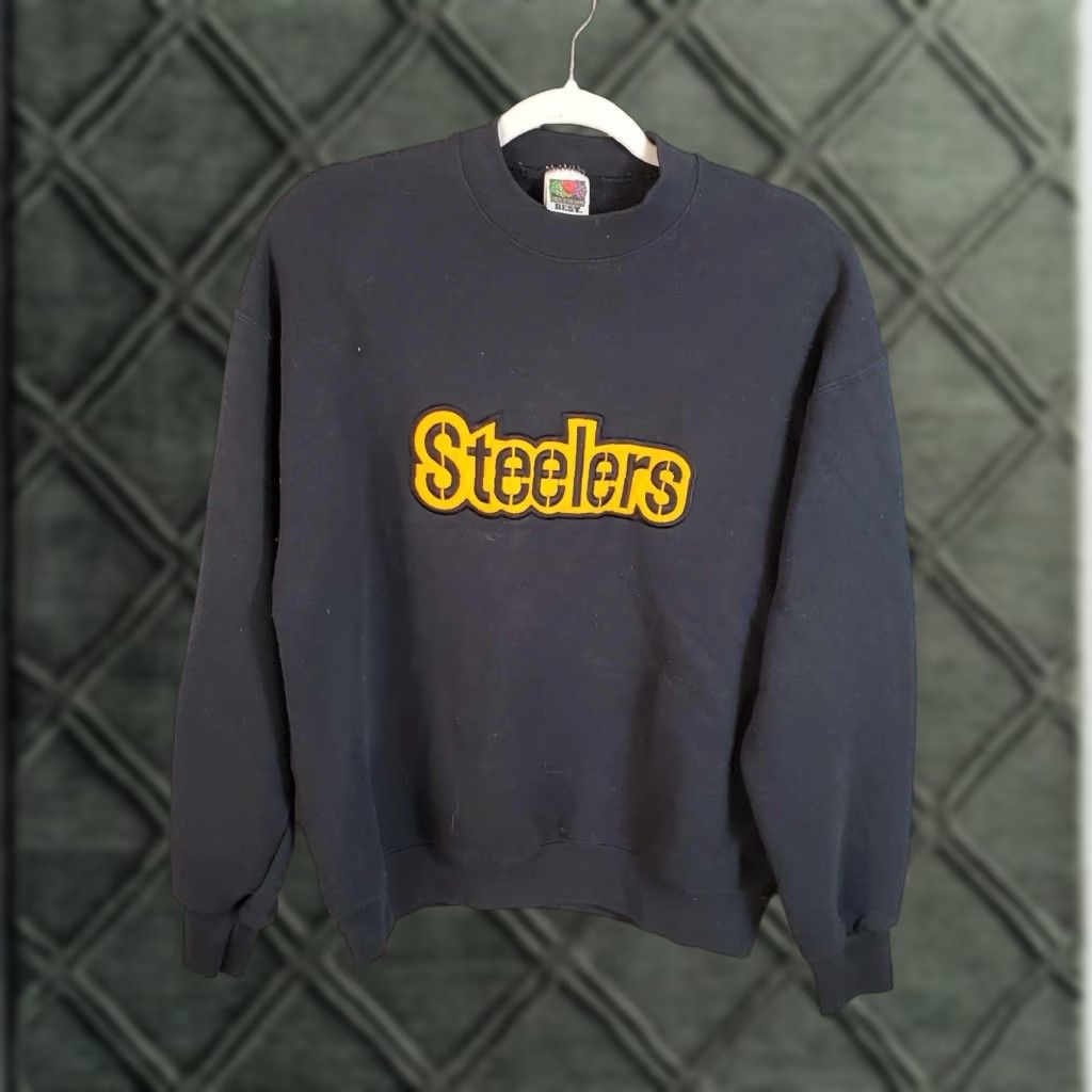 Fruit Of The Loom VINTAGE Pittsburgh Steelers Sweatshirt Unisex Adults 90s Y2K Graphic Print Black L"} Size US L / EU 52-54 / 3 - 1 Thumbnail