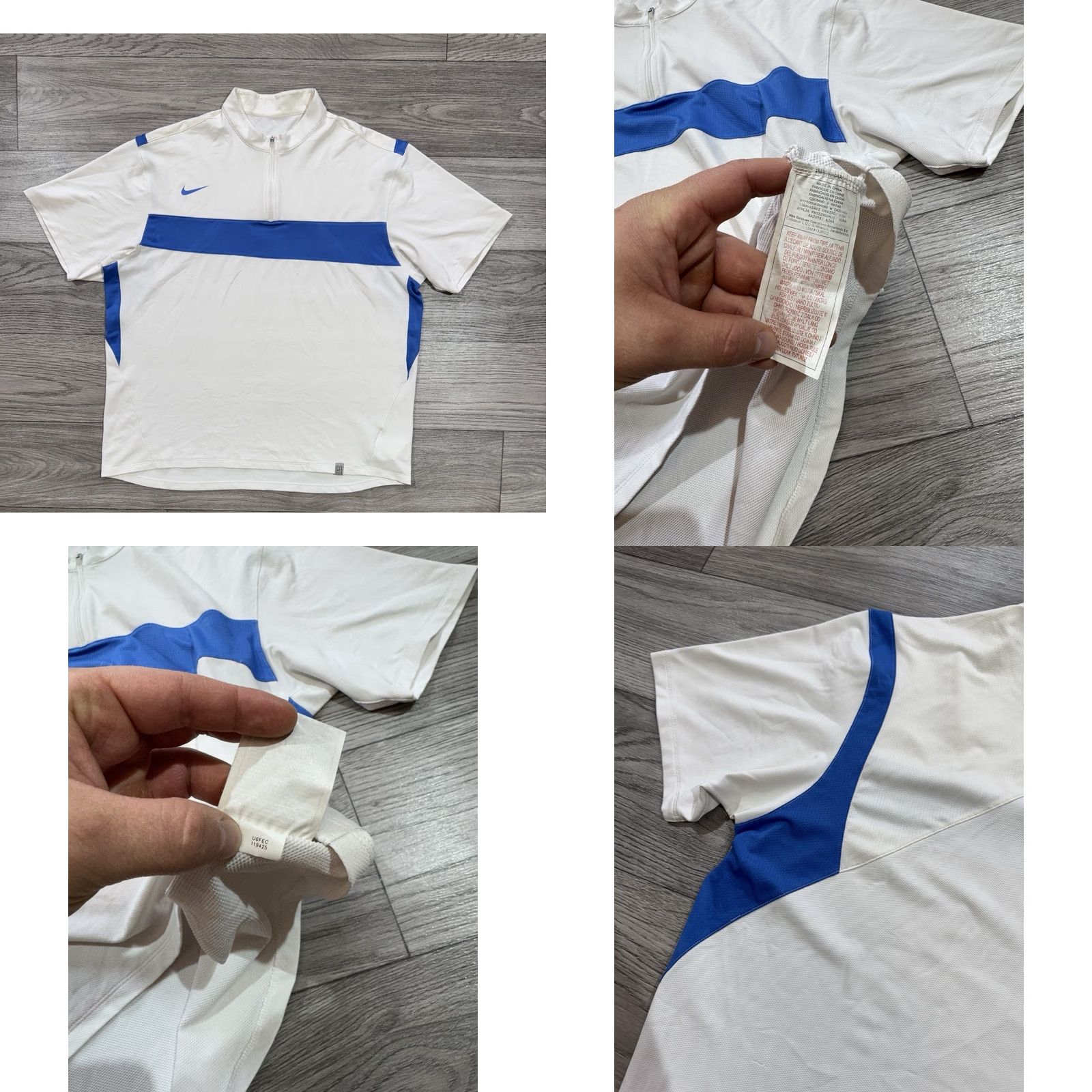 Nike VINTAGE Nike Tennis Half Zip Shirt White Blue L Men's Shirts White 90s Agassi Style Nike Shirt Mens L Size US L / EU 52-54 / 3 - 10 Thumbnail