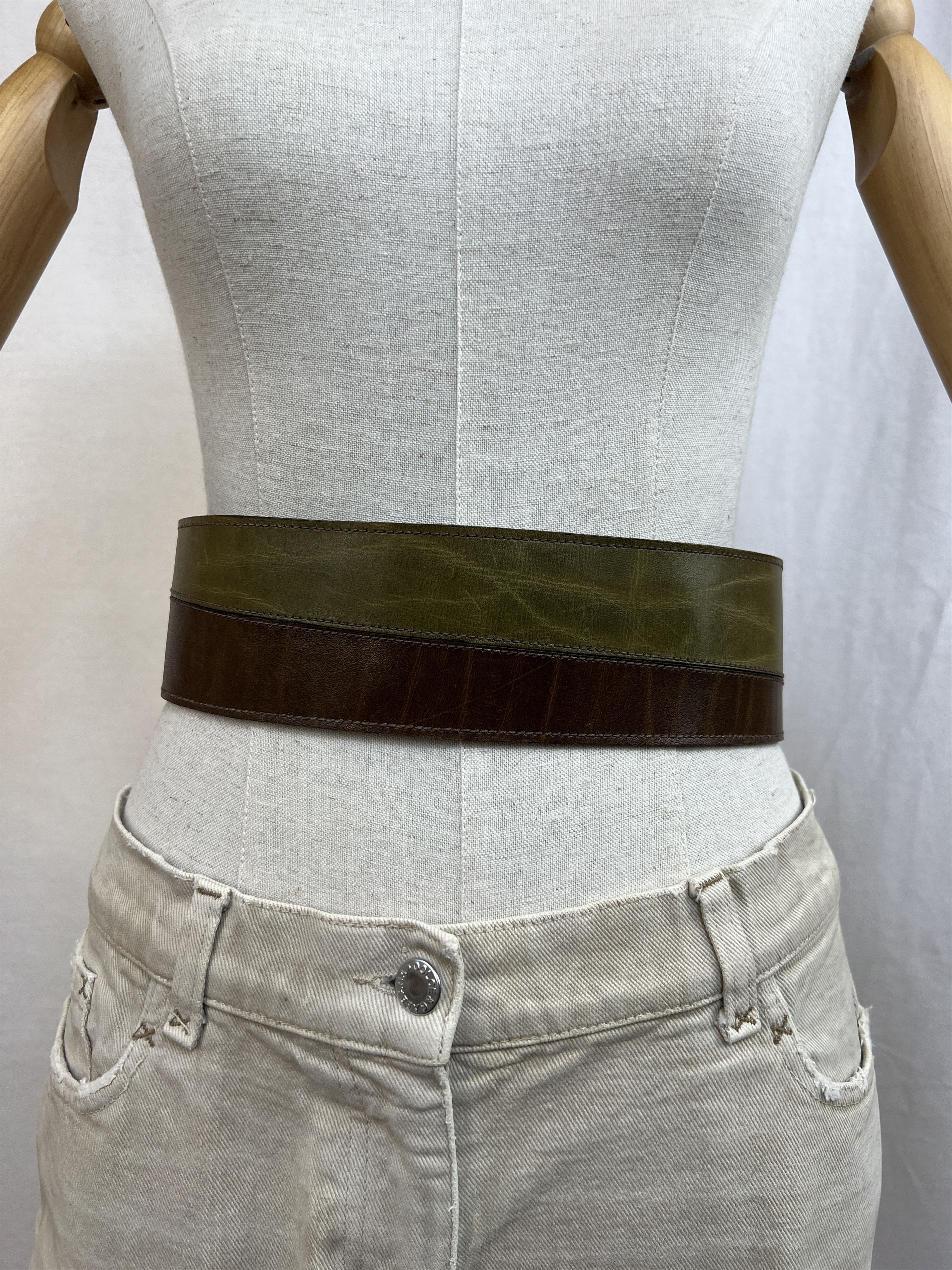 Saint Laurent Paris Saint Laurent Rive Gauche 2 Colored Wide Leather Waist Belt Size ONE SIZE - 5 Thumbnail
