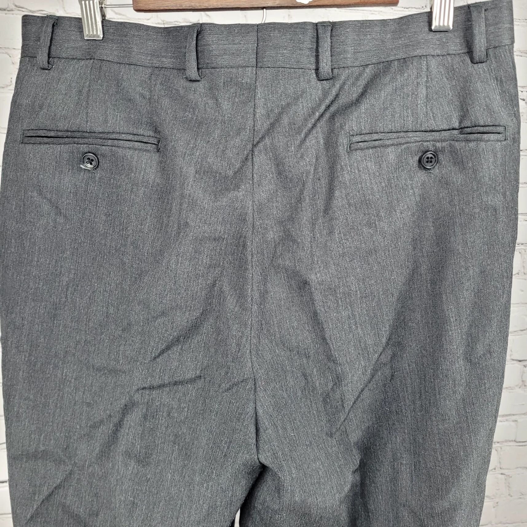 Joseph Joseph & Feiss Pants Grey Wool Blend Pleated Cuffed Straight Dress 35x30 34x30 Mens Size US 35 - 6 Thumbnail