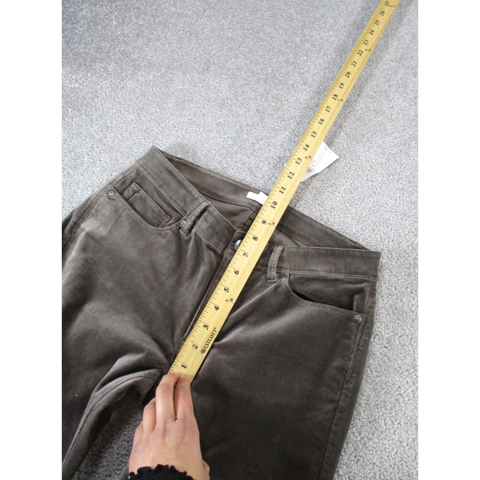 J. Jill J. Jill Womens Pants Size 2 Gray Velvet Skinny Ankle Flat Front Cotton Spandex Solid Size 26" / US 2 / IT 38 - 6 Thumbnail