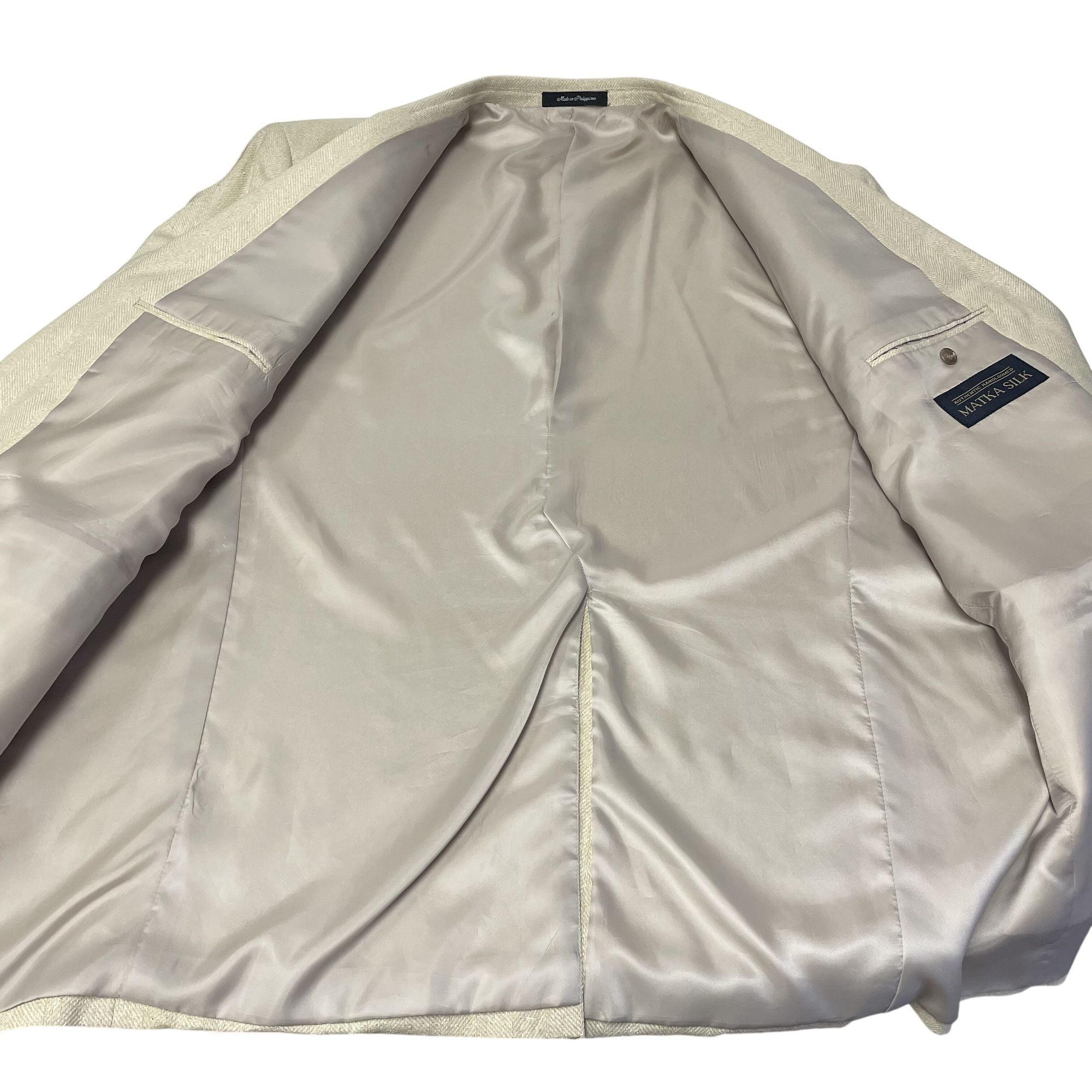 Other Vtg Matka SILK Beige Sport Coat HERRINGBONE Tropical Jacket Size 50R - 5 Thumbnail