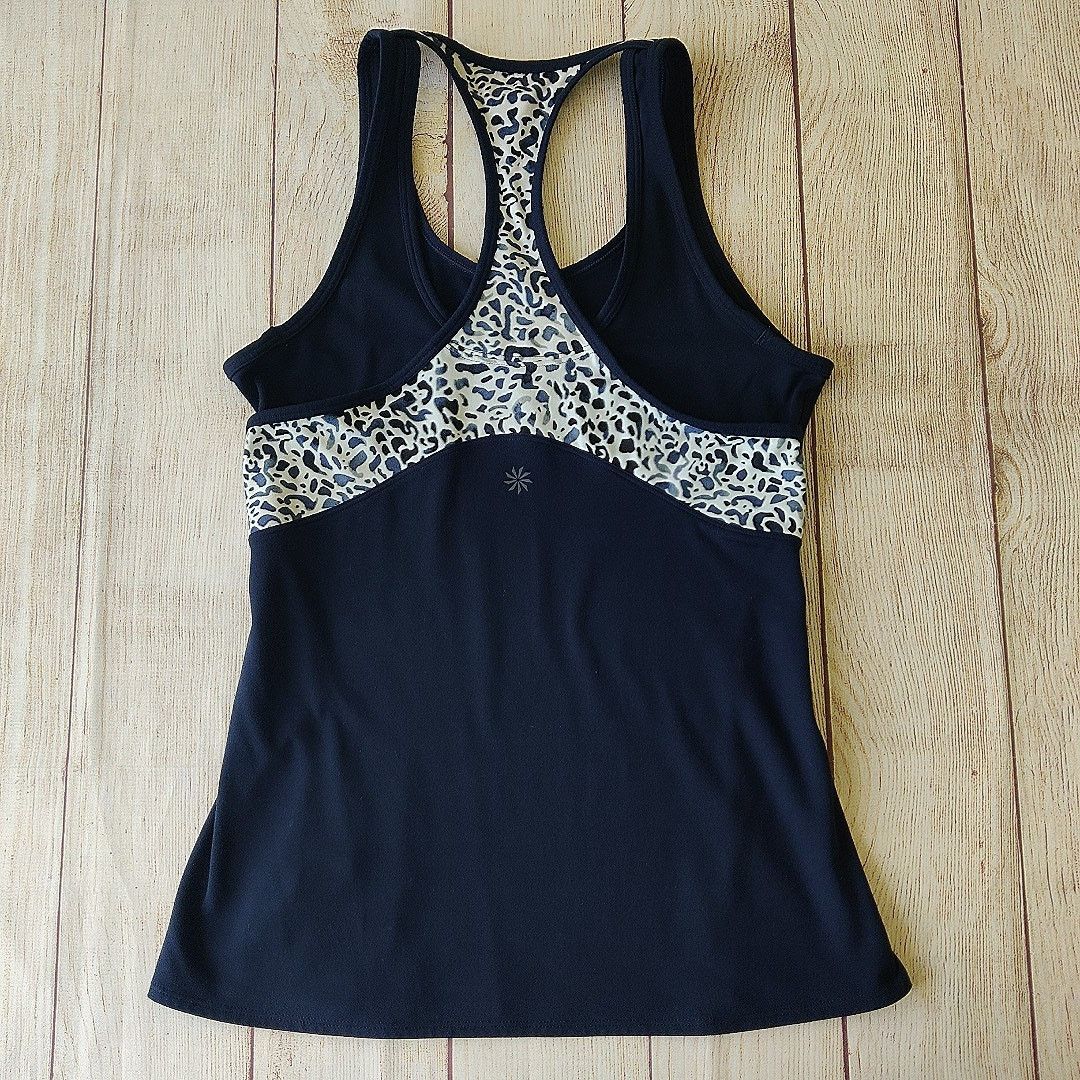 Athleta Mix Inversion navy & white cheetah print athletic tank top Size XS / US 0-2 / IT 36-38 - 5 Thumbnail