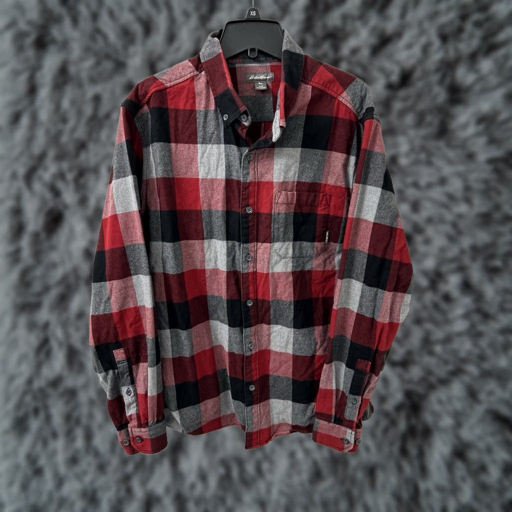 Eddie Bauer VINTAGE Eddie Bauer Flannel Shirt Mens L Buffalo Plaid Button-Down Long Sleeve Black Red Grey Size US L / EU 52-54 / 3 - 1 Thumbnail