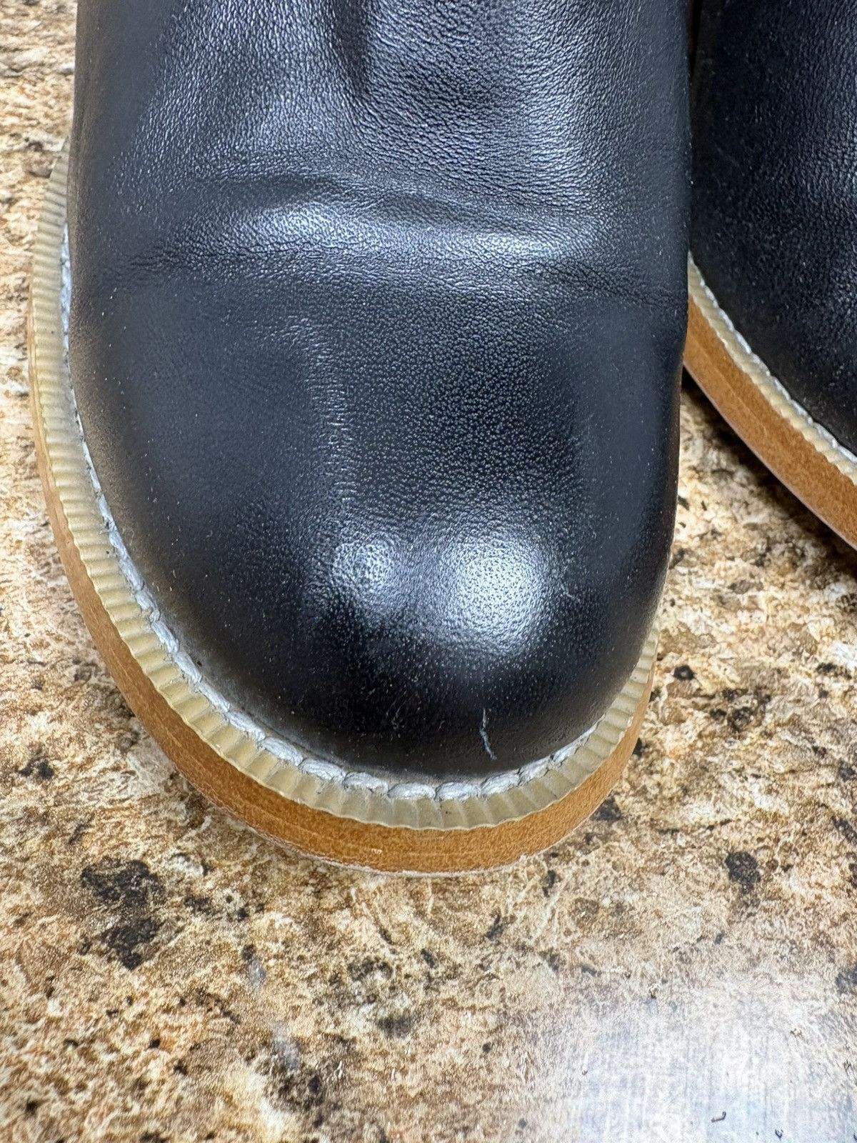 Other Colin Stuart Black Leather Slouch Boots Fold Over Block Heel Size US 8 / IT 38 - 2 Thumbnail