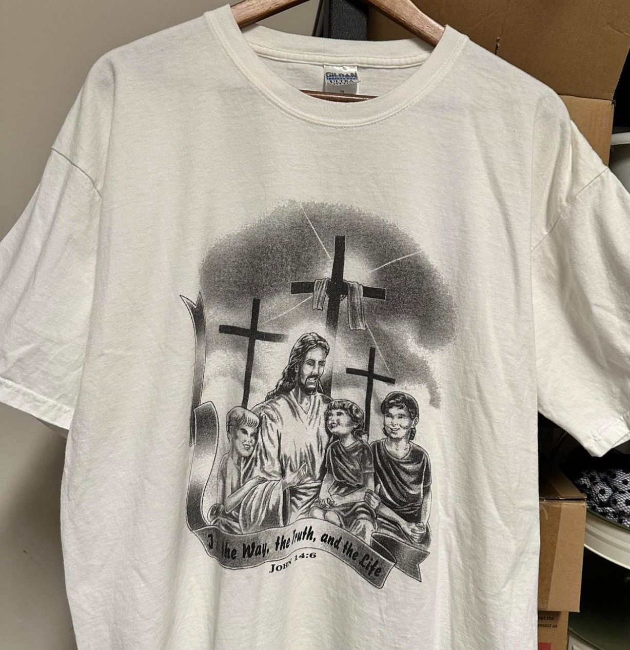 Gildan Vintage Jesus Religion John 14:6 Tee Shirt XL Size US XL / EU 56 / 4 - 2 Thumbnail
