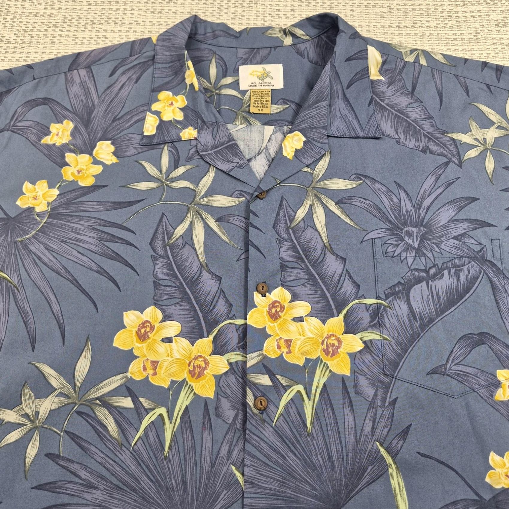 ALOHAS Ho Aloha Button Up Shirt Mens 3XL Blue Floral Hawaiian Aloha Short Sleeve Size US XXL / EU 58 / 5 - 4 Thumbnail