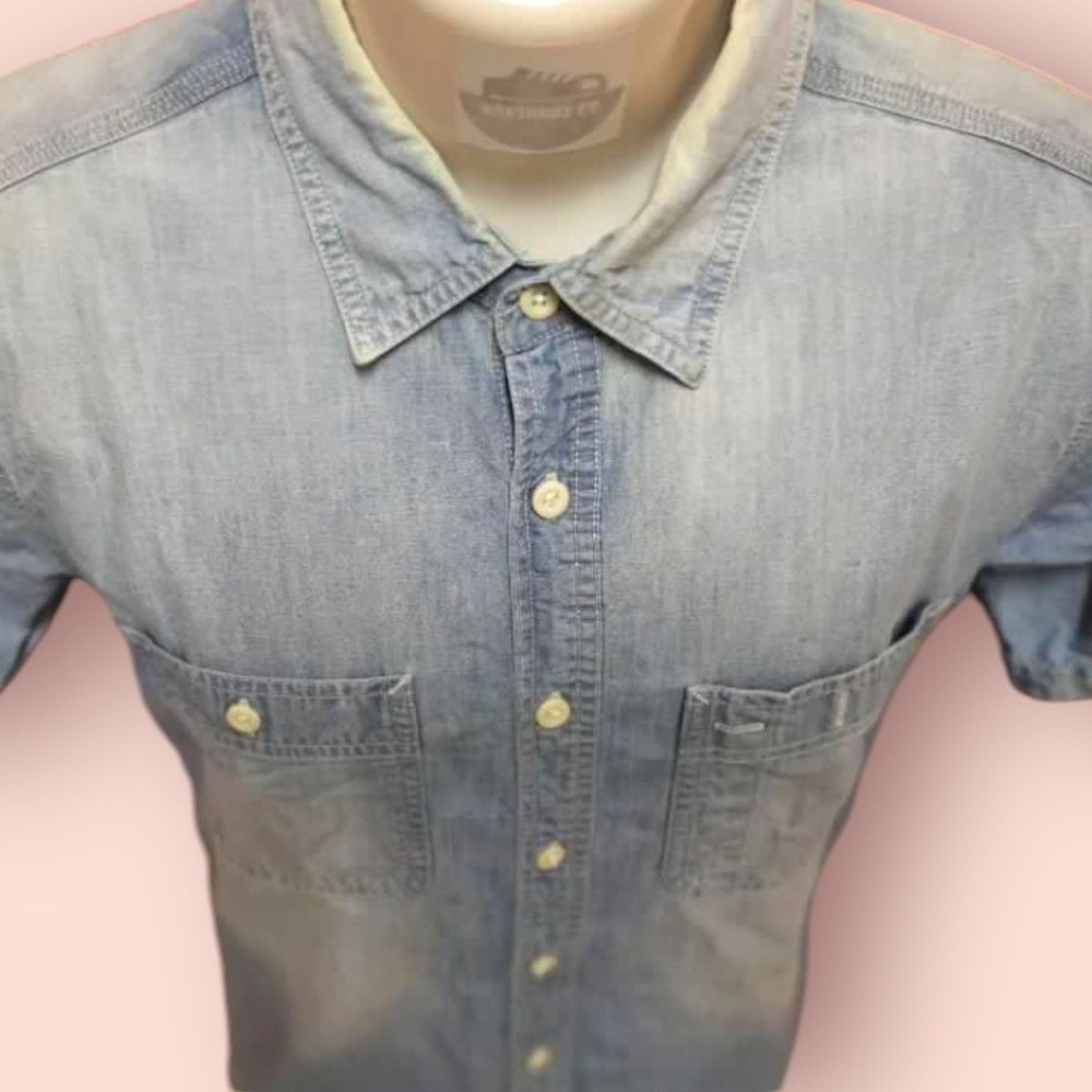Japanese Brand × Jun Takahashi × Uniqlo VINTAGE UNIQLO DOUBLE CHEST POCKET FADED CAMBRAY SHIRT Size US L / EU 52-54 / 3 - 8 Thumbnail