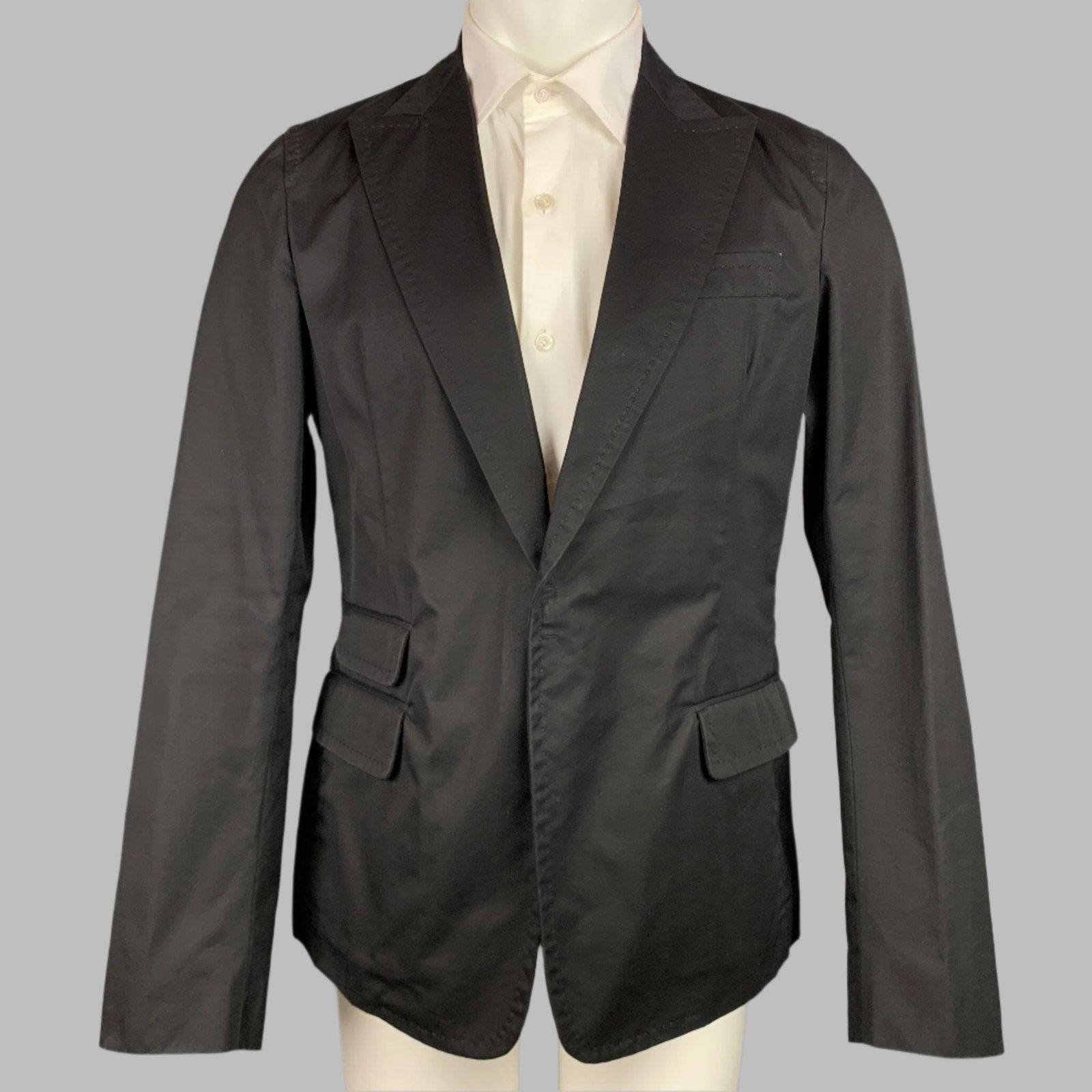 Dsquared2 DSQUARED2 Size 40 Black Cotton Peak Lapel Sport Coat Size 40R - 1 Thumbnail