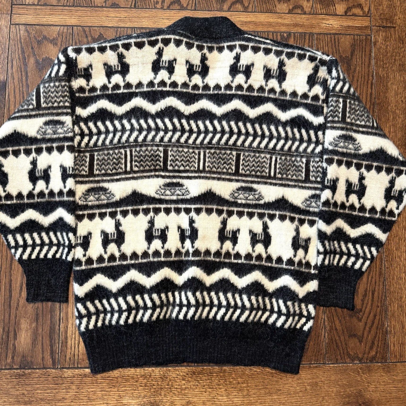 Vintage VINTAGE Tejidos Ruminahui Alpaca Jacket Cardigan Women’s XL Black White Design Size XL / US 12-14 / IT 48-50 - 6 Thumbnail