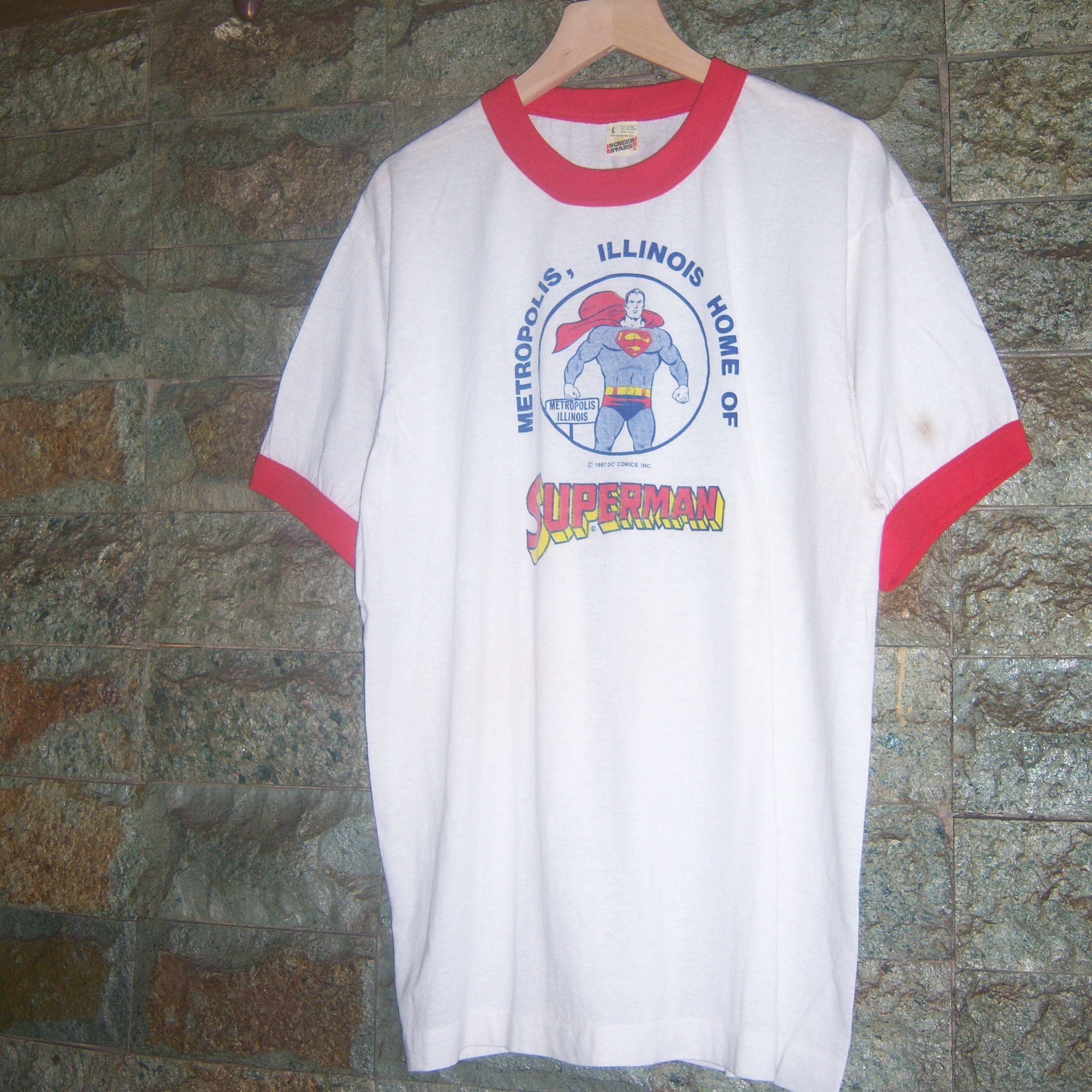 DC Comics × Vintage 1987 Dc Comics Superman Metropolis Illinois Ringer Tee Size US L / EU 52-54 / 3 - 2 Thumbnail