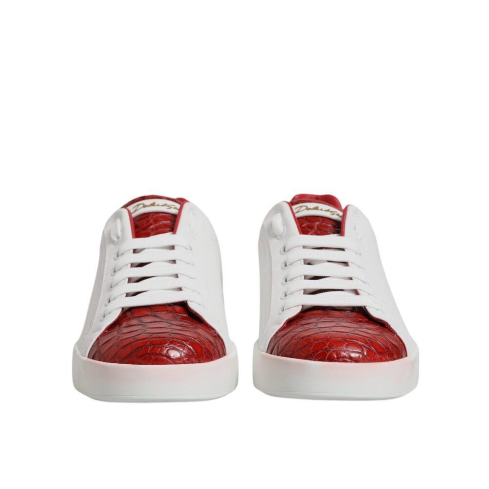 Dolce & Gabbana Dolce & Gabbana White Red Leather Portofino Men Sneaker Shoe Size US 6 / EU 39 - 2 Thumbnail