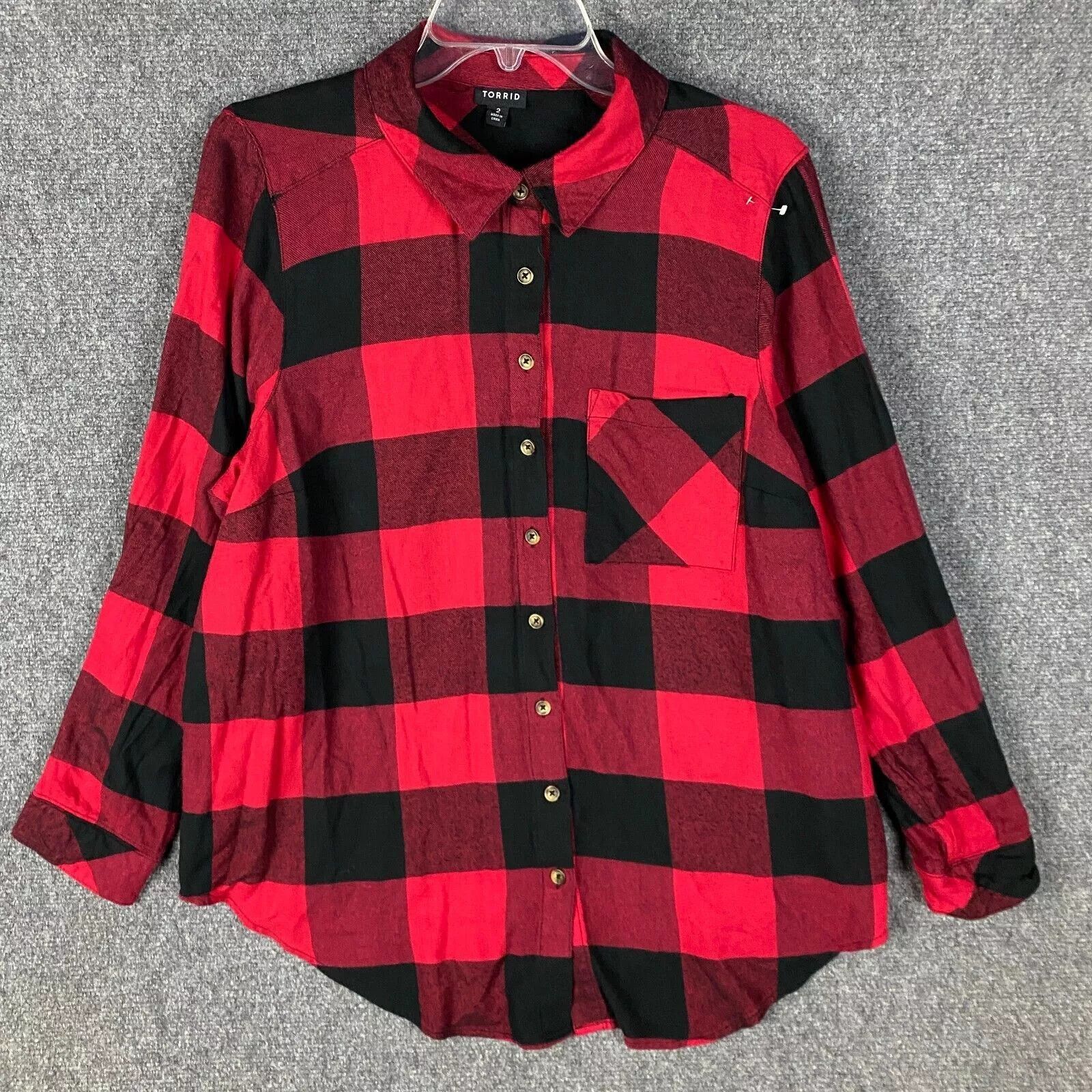 Torrid Torrid Button Up Top Women's Size 2 Long Sleeve Rayon Blend Size XS / US 0-2 / IT 36-38 - 1 Thumbnail