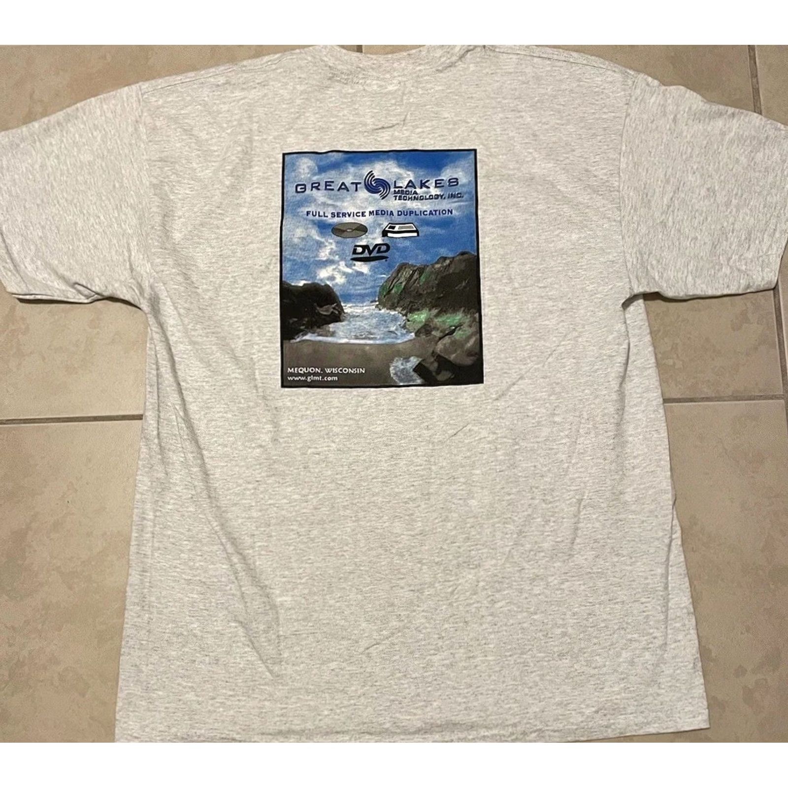 Apple VINTAGE Great Lakes Media Shirt XL Gray Cotton Microsoft T-Shirt Men 80s 90s Retro Tech Electronics USA Internet Apple Nintendo Zelda Pull Lists Size US XL / EU 56 / 4 - 2 Thumbnail