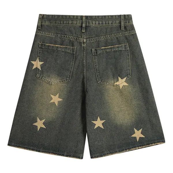 Japanese Brand Kanako x Gotou #30 Denim Short Star Printed Streetwear Size US 31 - 7 Thumbnail