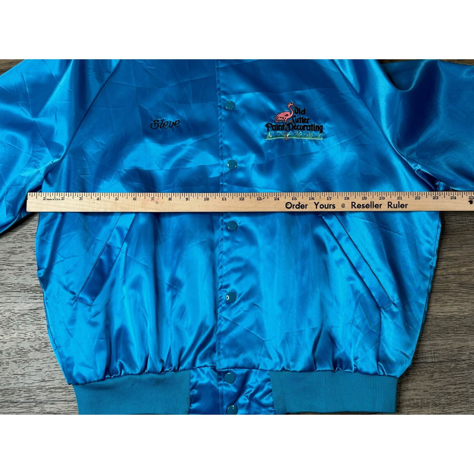 Vintage Vintage Satin Jacket "Steve" Embroidered Flamingo 80s Style Size US L / EU 52-54 / 3 - 5 Thumbnail