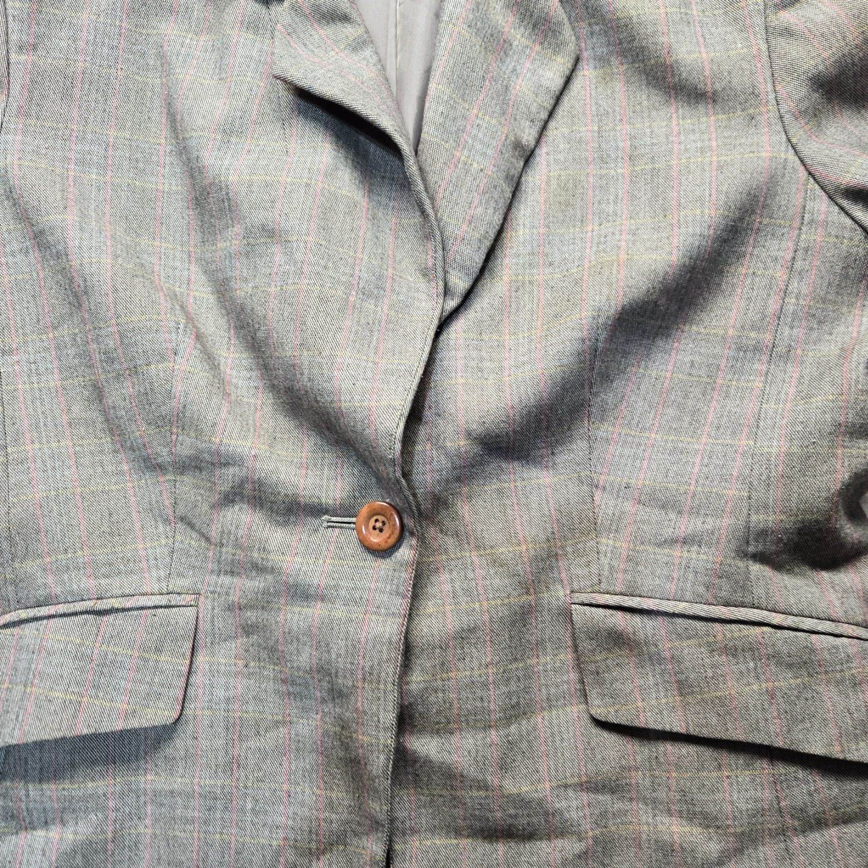 Vintage Larry Levine Blazer Women Size 12 Gray Single-Breasted 1-Button Classic Notch Lapel Lined Formal Workwear Jacket Size XL / US 12-14 / IT 48-50 - 2 Thumbnail