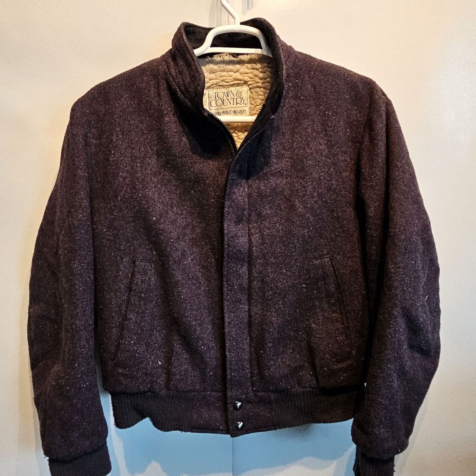 Vintage VINTAGE Town & Country Gordon Ferguson Purple Wool Sherpa Bomber Jacket Mens Medium Size US L / EU 52-54 / 3 - 2 Thumbnail