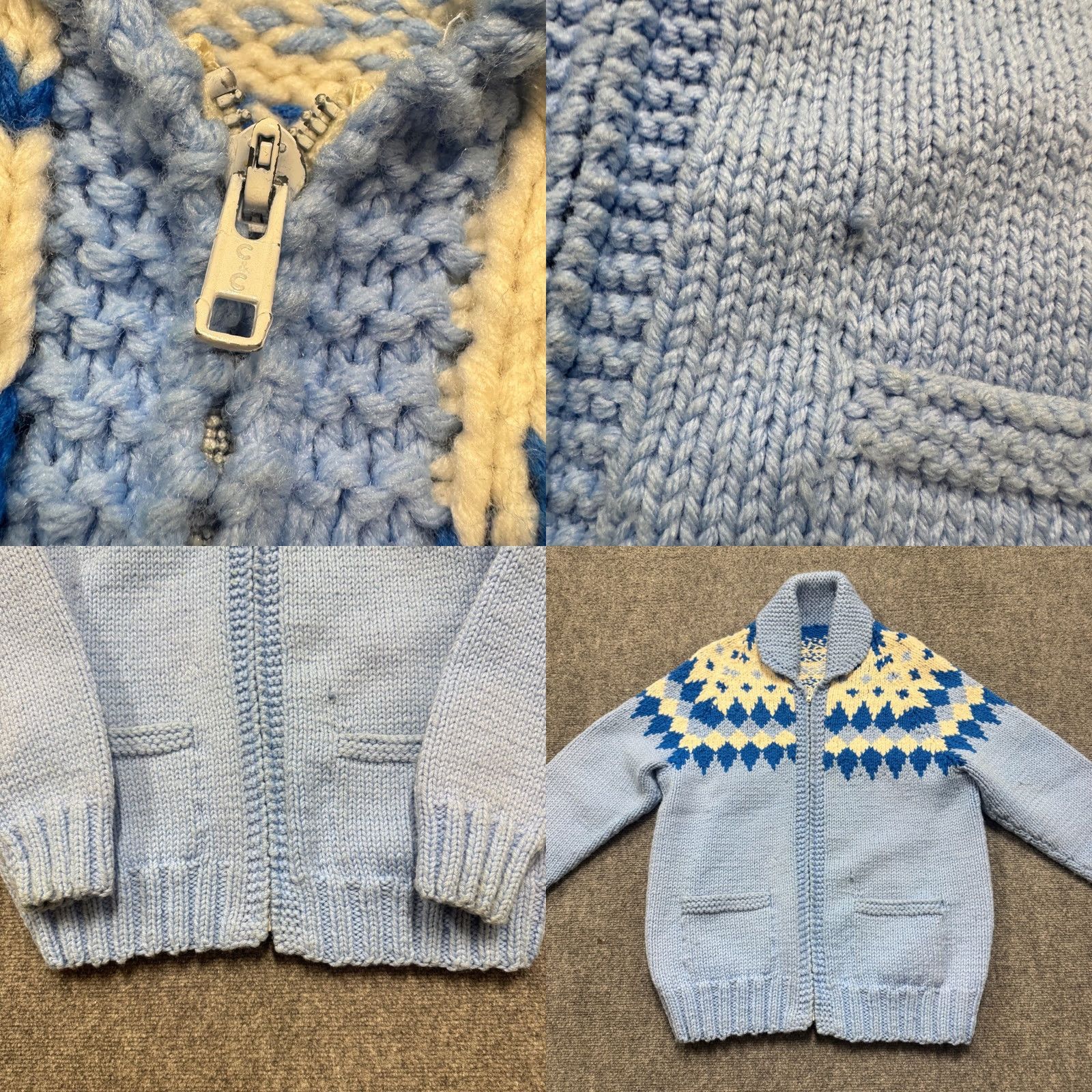 The Unbranded Brand VINTAGE Cardigan Sweater Men's M Blue Wool Distressed C&C Knit Stained Distressing C&C Cardigan Men Size US M / EU 48-50 / 2 - 8 Thumbnail
