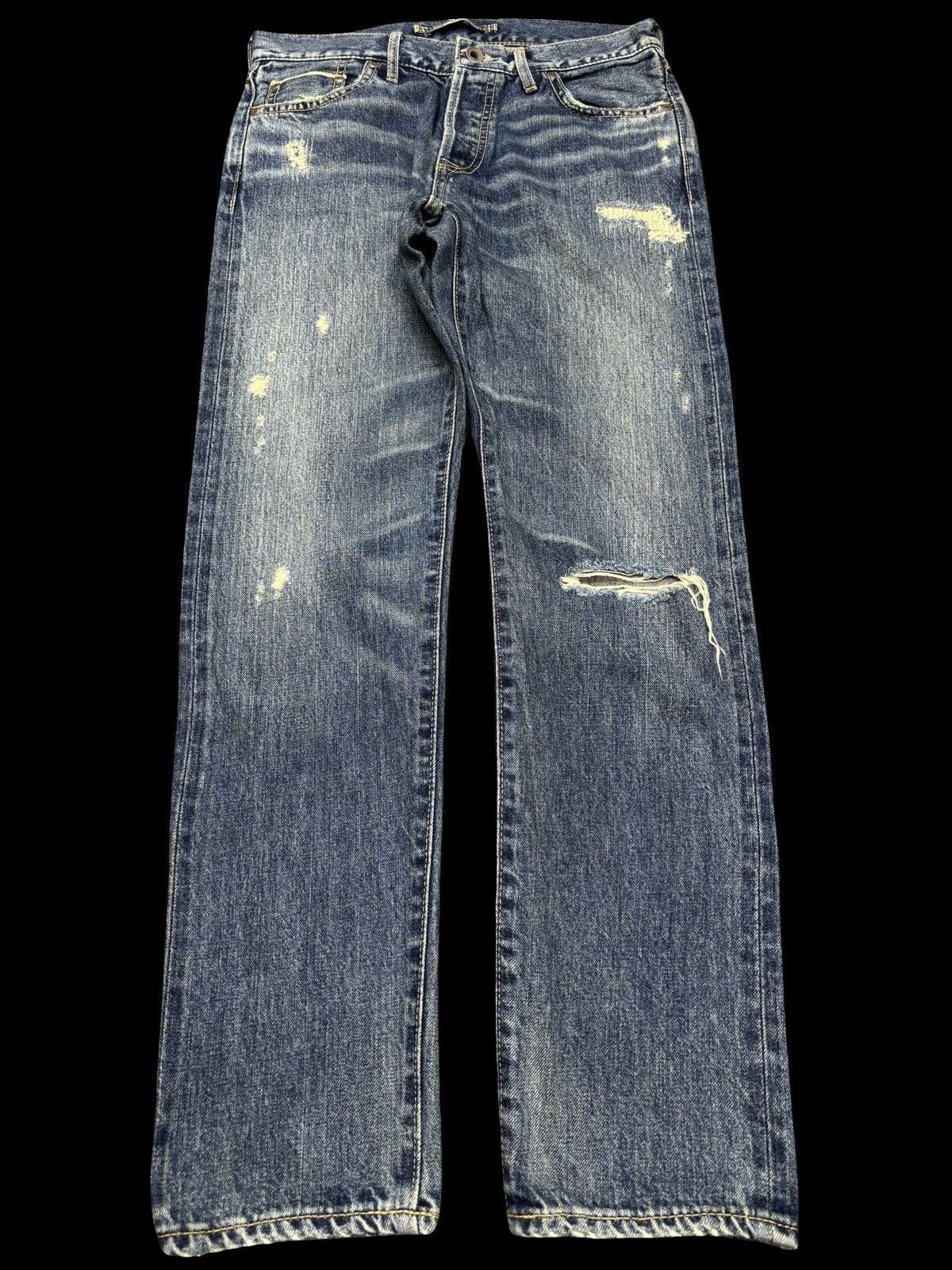Japanese Brand 💥Insane💥GOA Japan Rare Sick Distressed Selvedge Denim F671 Size US 29 - 2 Thumbnail