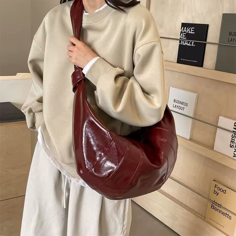 Vintage Design Pu Leather Casual Crossbody Burgundy Bag Size ONE SIZE - 2 Thumbnail