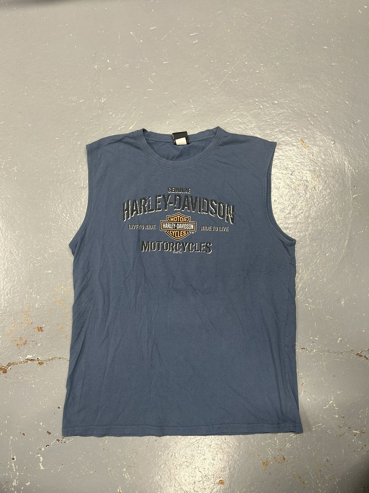 Harley Davidson × Vintage Crazy Vintage Y2K Essential Blue Harley Davidson Tank Top Size US XL / EU 56 / 4 - 1 Thumbnail