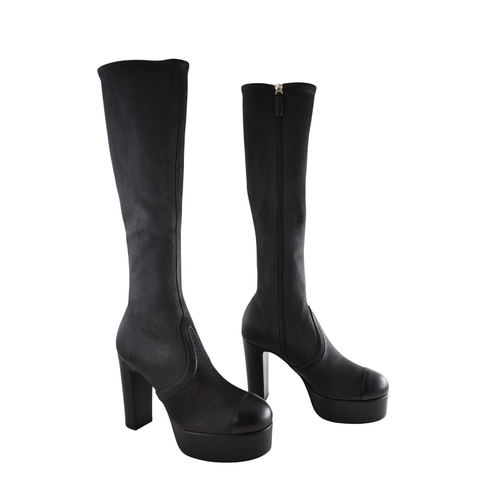 Chanel Chanel24K Stretch Lambskin CC Platform Knee High Boots 37.5C Size US 7.5 / IT 37.5 - 5 Thumbnail