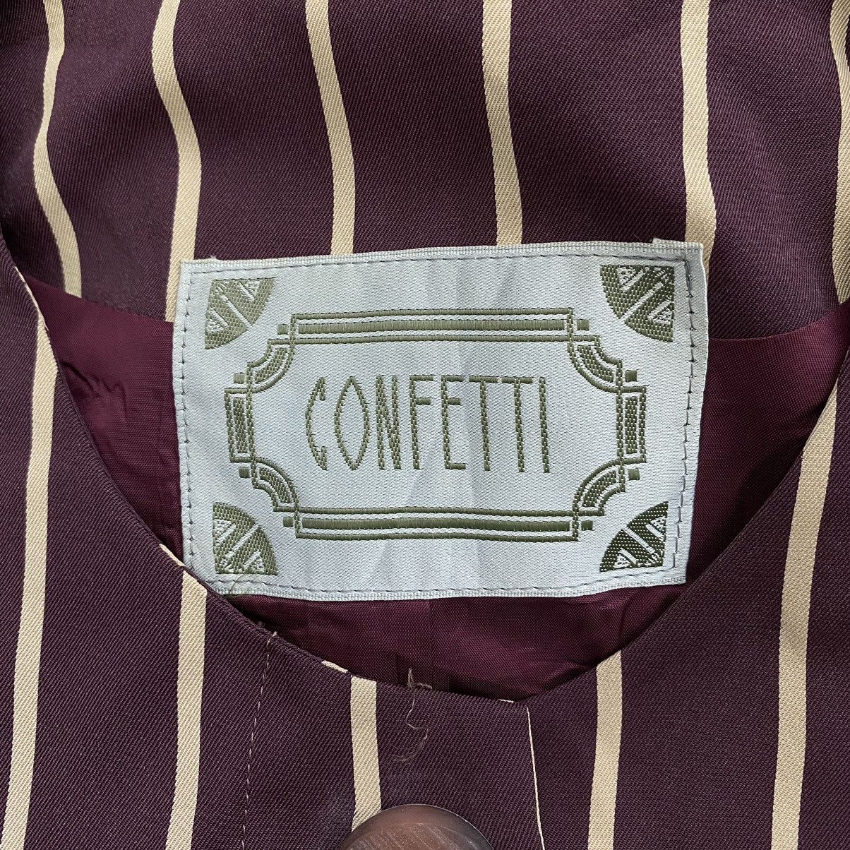 Japanese Brand CONFETTI Japanese Brand Hickory Stripes Burgundy Blouse Size M / US 6-8 / IT 42-44 - 3 Thumbnail
