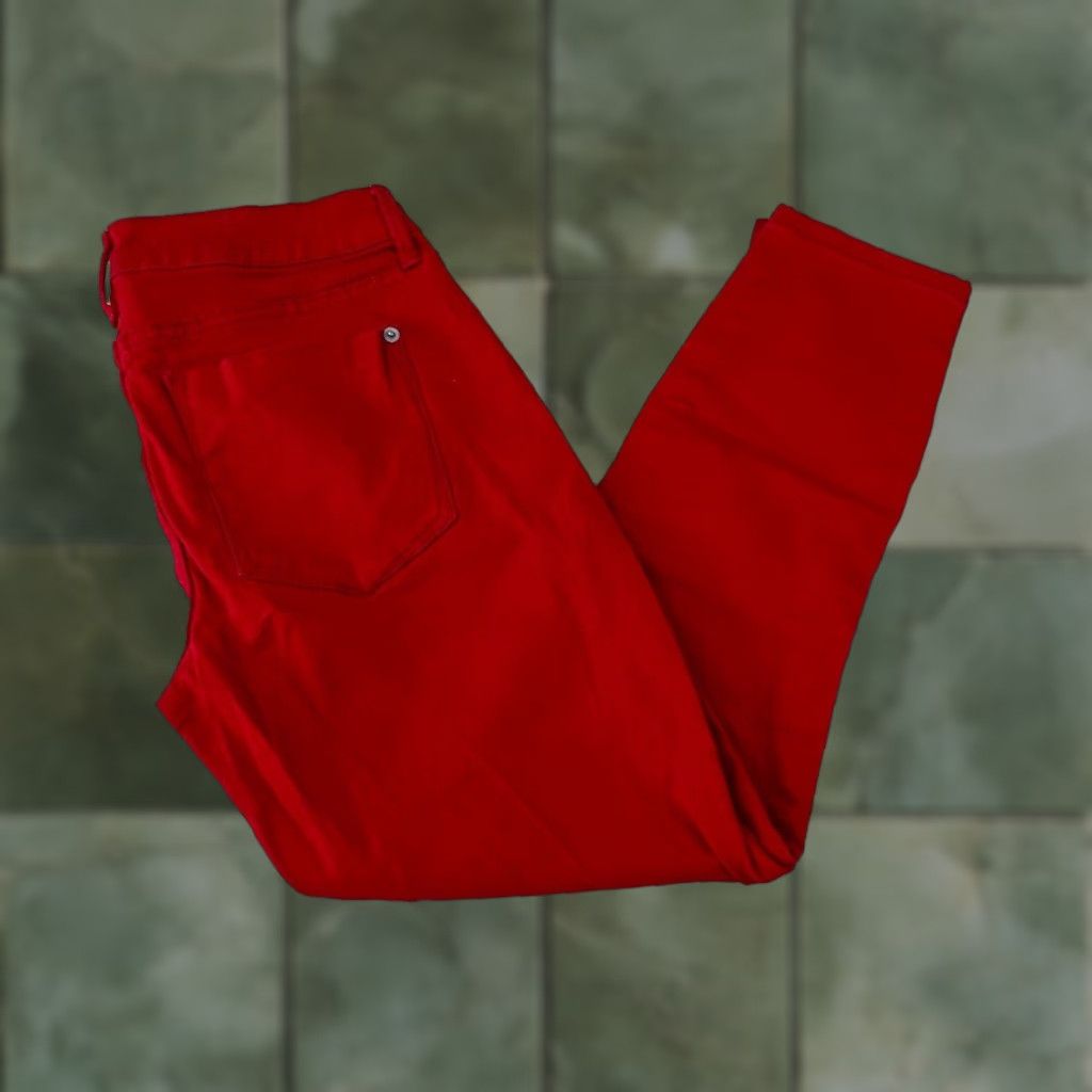 Vintage JustFab Womens Red Denim Jeans 26 Low Rise Cropped Skinny Stretch Cotton Size 26" / US 2 / IT 38 - 1 Thumbnail