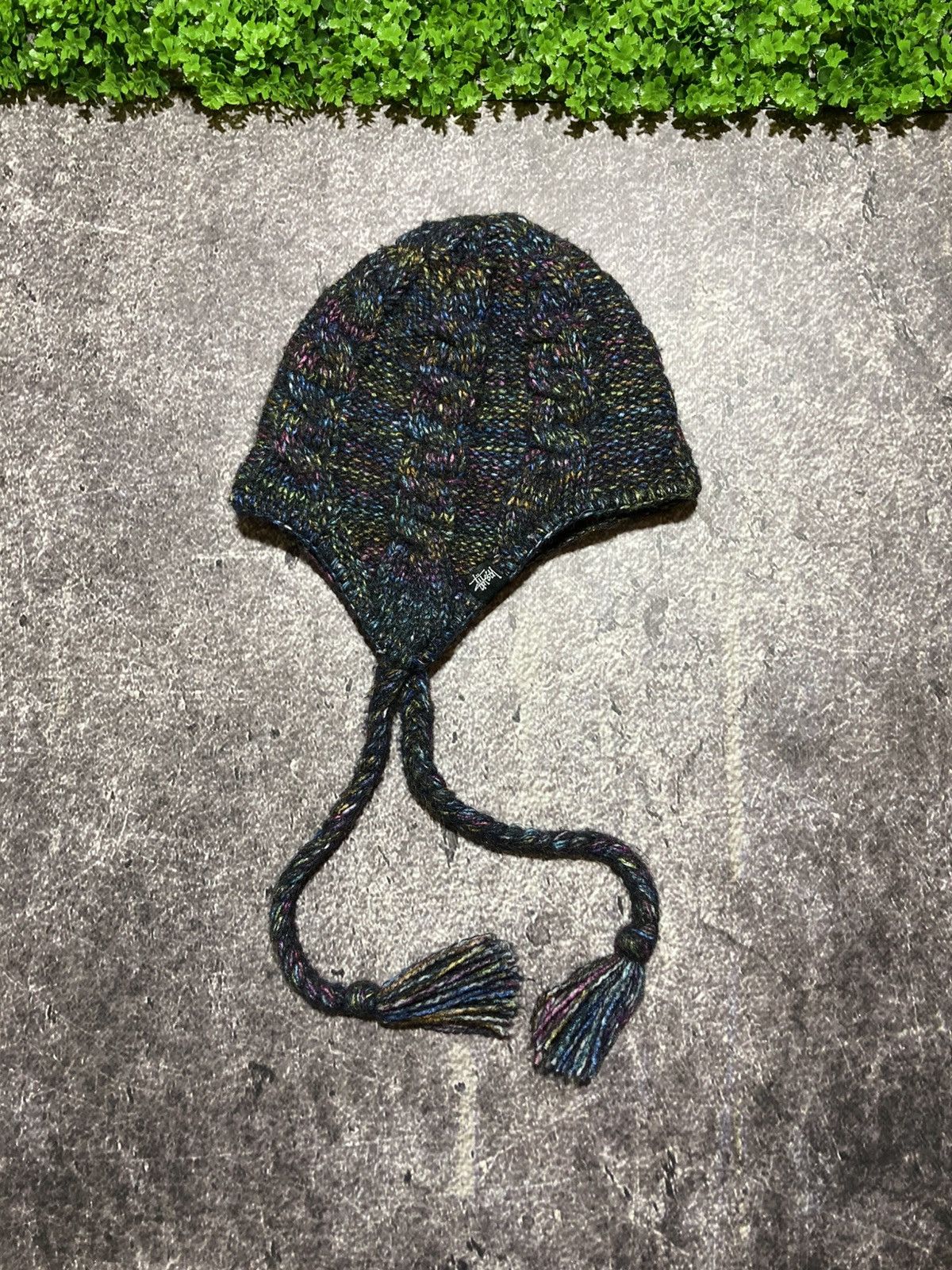 Stussy Vintage Stüssy Chullo Hat Earflap Beanie Cable Knit Fleece Size ONE SIZE - 2 Thumbnail