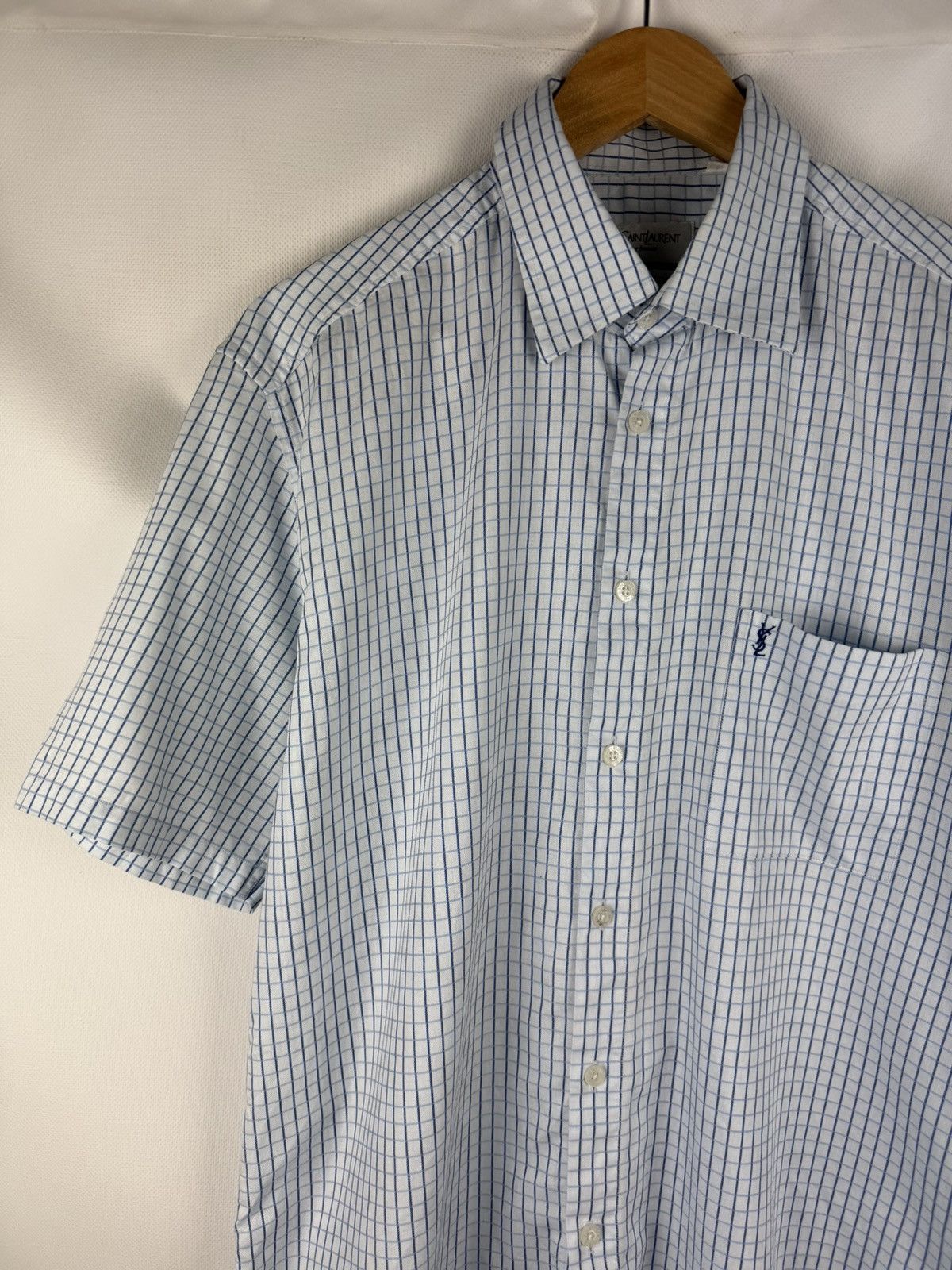 Yves Saint Laurent YSL Yves Saint Laurent Vintage 90s S/S Plaid Button Up Shirt Size US L / EU 52-54 / 3 - 4 Thumbnail