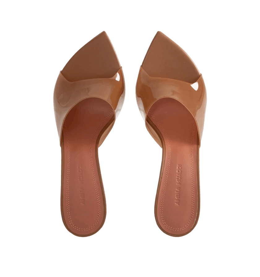Amina Muaddi o1h1sh11225 Bianca Glass Slipper in Pvc Latte/Shiny Silver Size US 8.5 / IT 38.5 - 2 Thumbnail