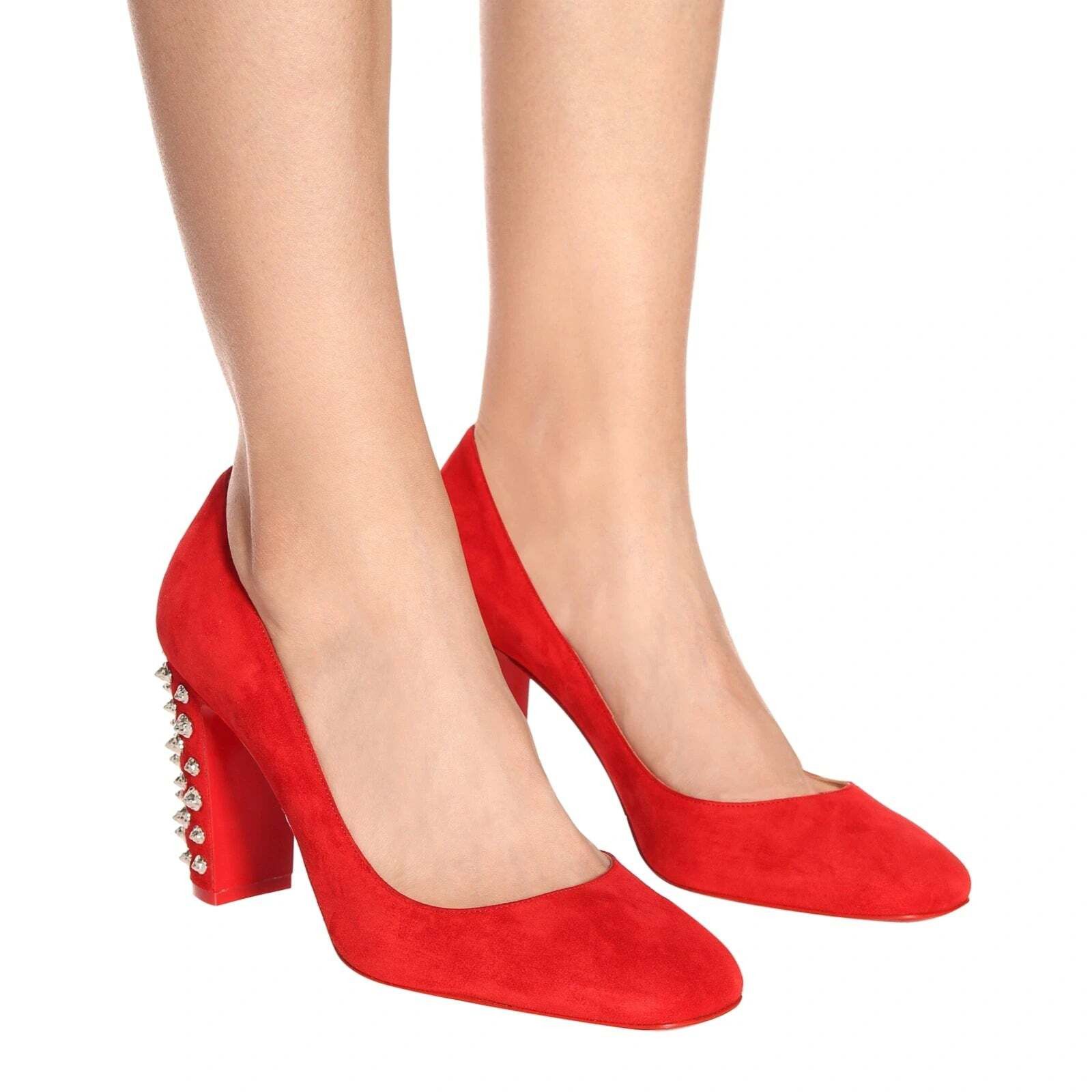 Christian Louboutin Christian Louboutin Donna Stud Spikes 85 Loubi Red Silver Size US 8.5 / IT 38.5 - 8 Thumbnail