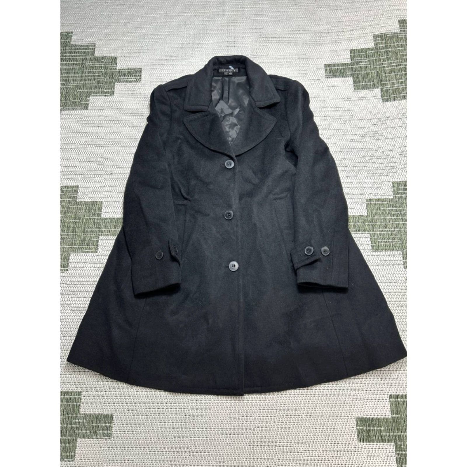Theory Theory Coat Womens Large Black Wool Size L / US 10 / IT 46 - 2 Thumbnail