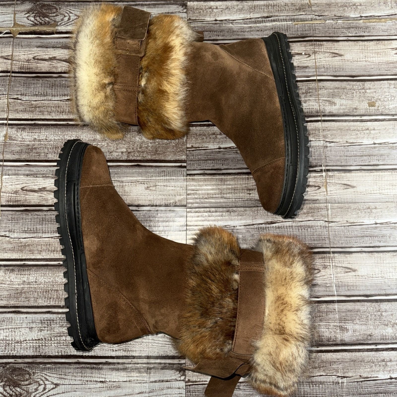 Stuart Weitzman Stuart Weitzman Slip On Cap Toe Fox Fur Trim Suede Boots Siz Size US 7 / IT 37 - 5 Thumbnail