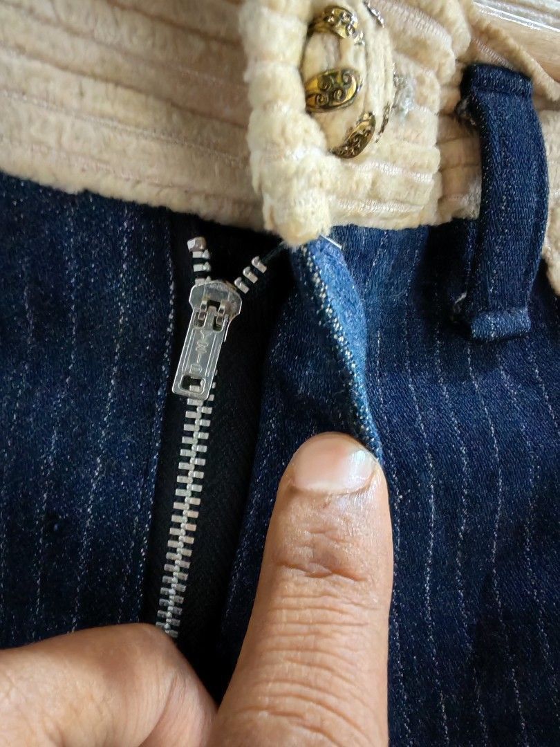 Japanese Brand × Vintage Vintage Dark Blue Striped Denim Pants Size US 32 / EU 48 - 4 Thumbnail