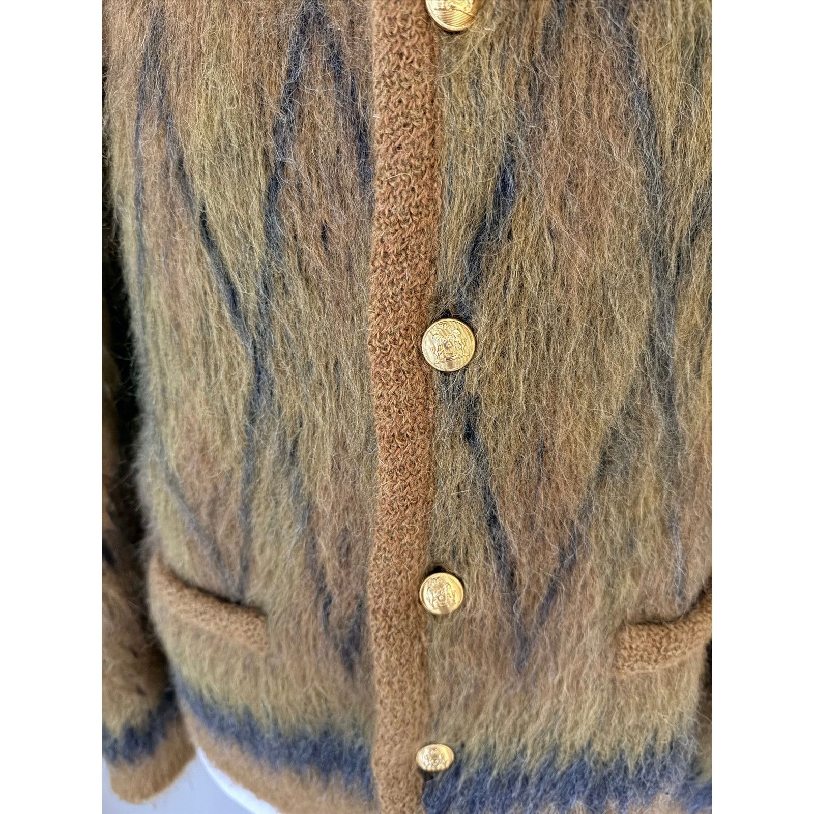 Celine Brushed Argyle Mohair Cardigan Sweater Size US L / EU 52-54 / 3 - 4 Thumbnail