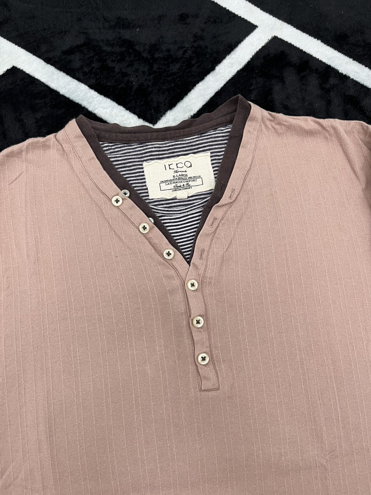 GOA Vintage Layered Henley LS Shirt Dusty Rose Striped Detail Size US XL / EU 56 / 4 - 2 Thumbnail