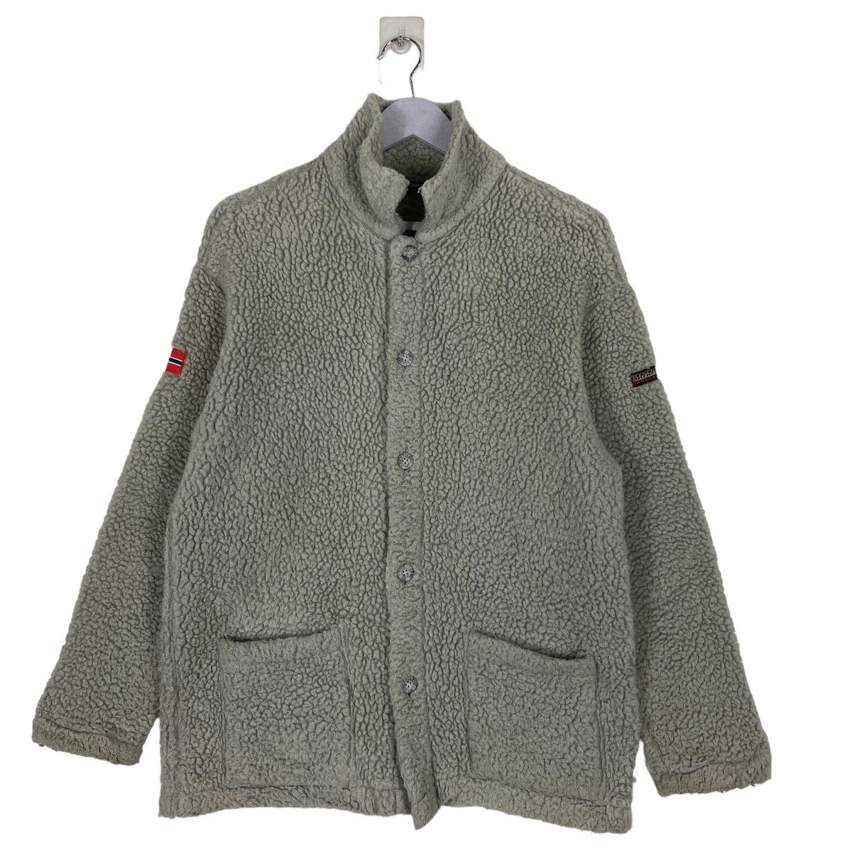 image of Vintage 90's Napapijri Button Fleece in Light Blue, Men's (Size Medium)