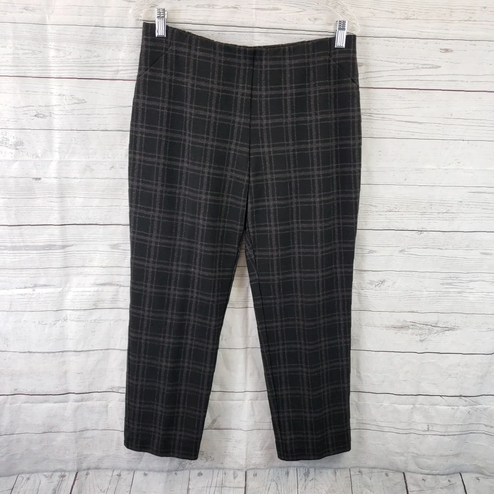 J. Jill J Jill Womens Ponte Slim Leg Cropped Pants PM Petite Black Gray Mid Rise Pants Boys? No. Size 32" / US 10 / IT 46 - 2 Thumbnail