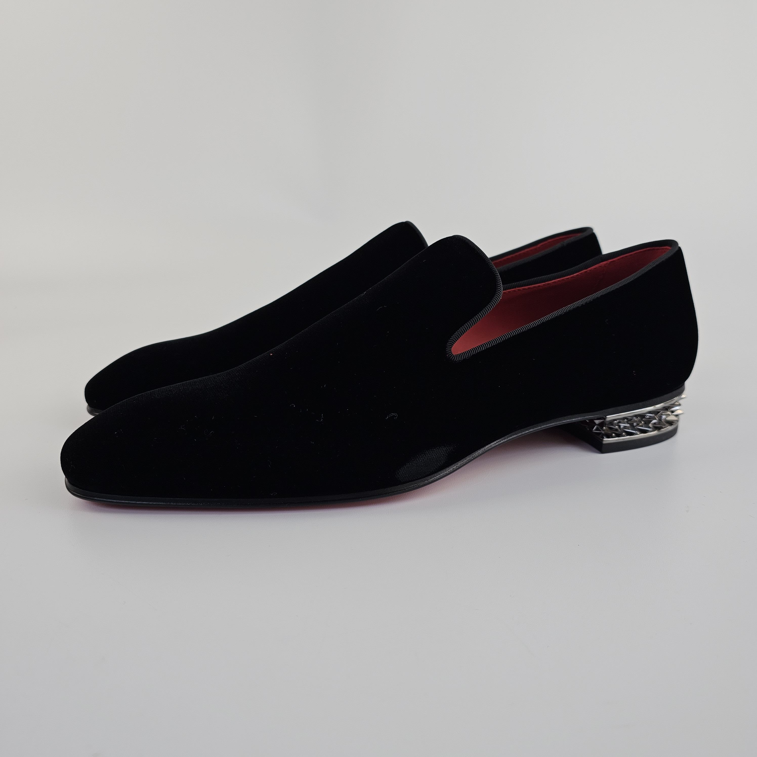 image of Christian Louboutin Dandyrocks Black Velvet Loafers New Ss24, Men's (Size 13)