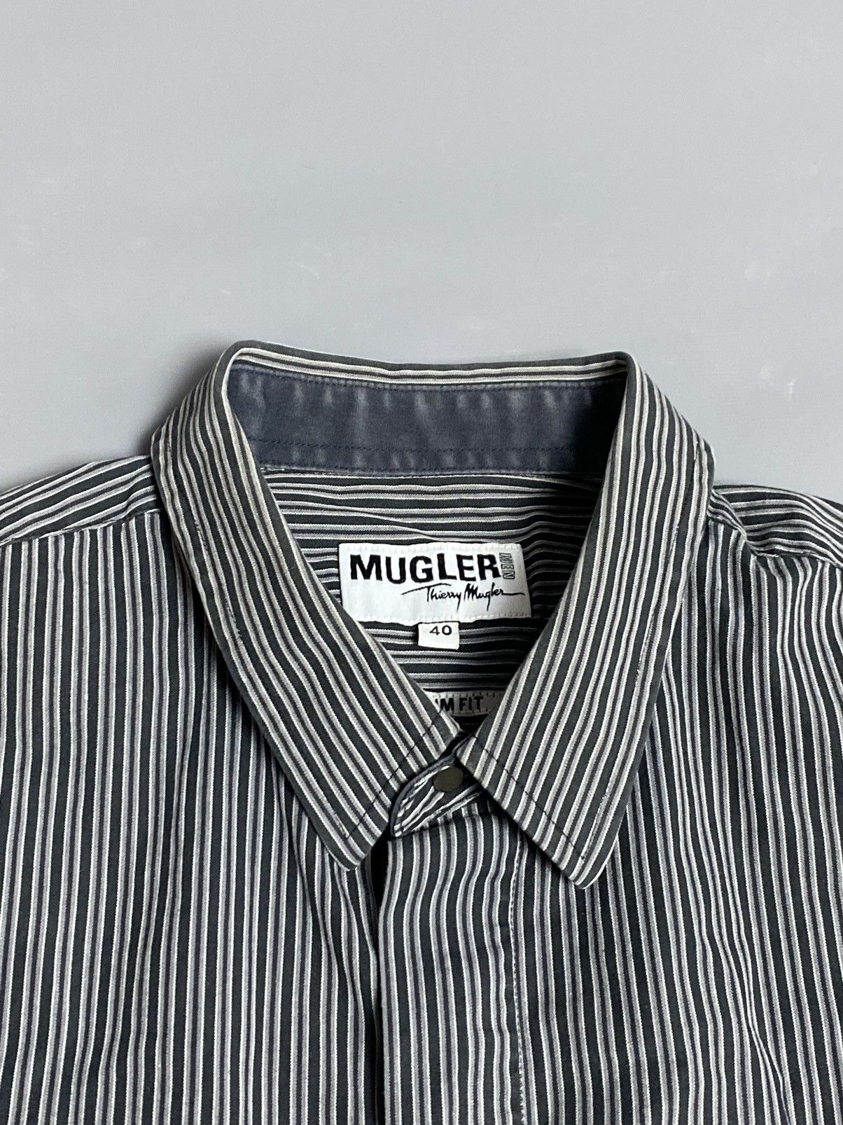 Thierry Mugler Vintage Thierry Mugler Striped Slim Snap Button Shirt Sz 40 Size US M / EU 48-50 / 2 - 3 Thumbnail